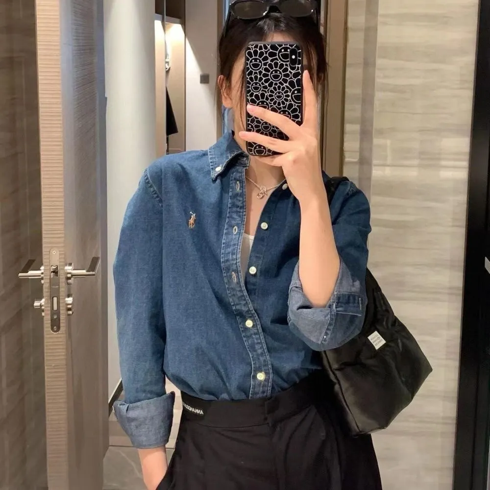 Pony Logo Washed Denim Shirt D16520257 — view 6