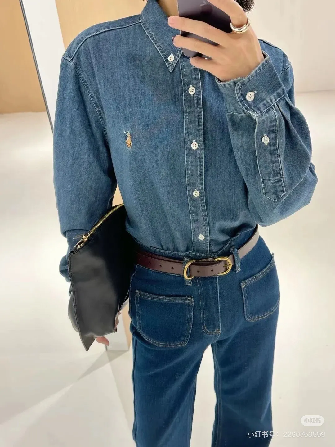 Pony Logo Washed Denim Shirt D16520257 — view 11