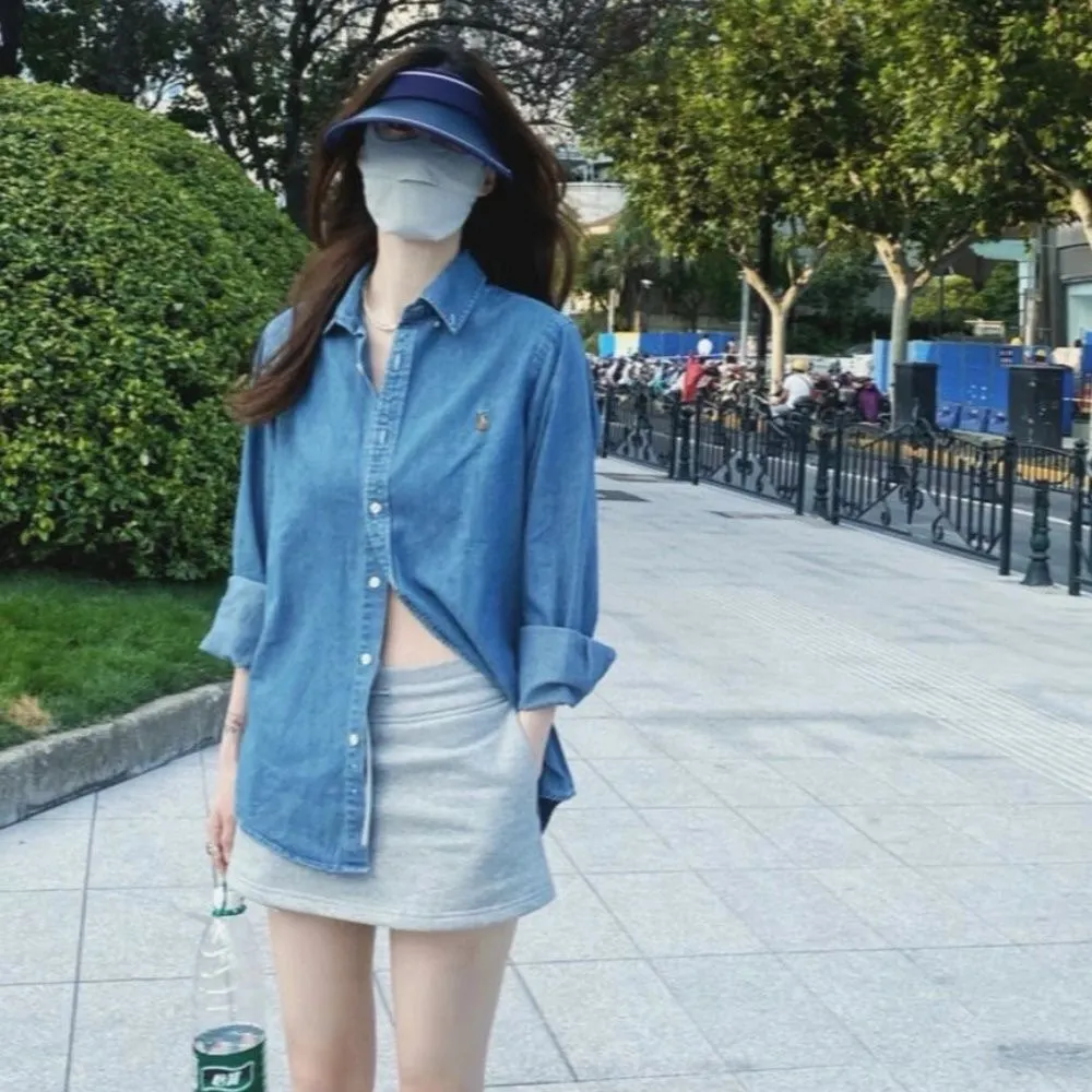 Pony Logo Washed Denim Shirt D16520257 — view 12