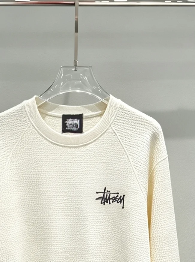 Logo-Embroidered Raglan Waffle-Knit Sweatshirt D19518982 — view 5
