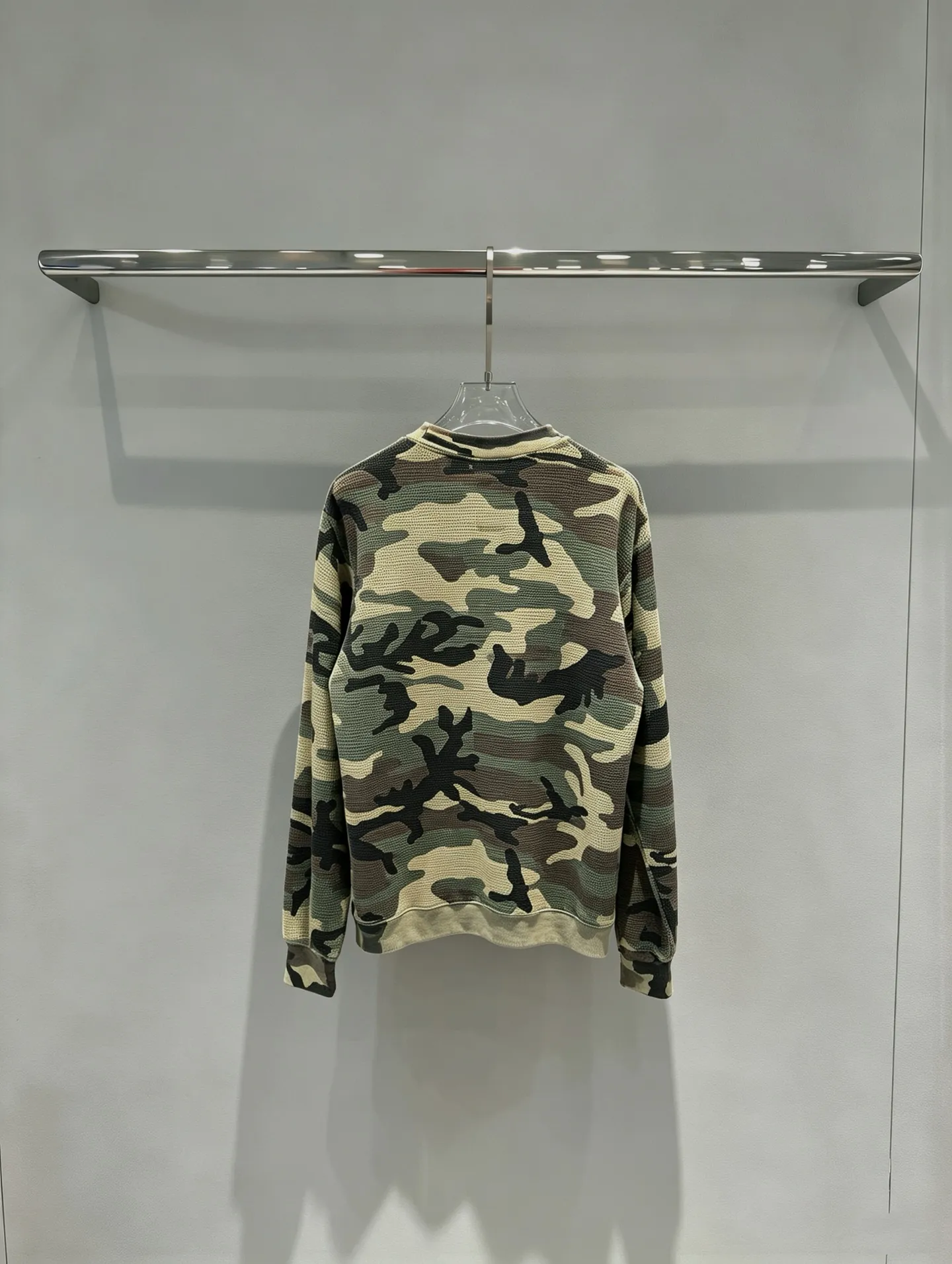 Camo Waffle-Knit Crew-Neck Sweatshirt D20518989 — view 2