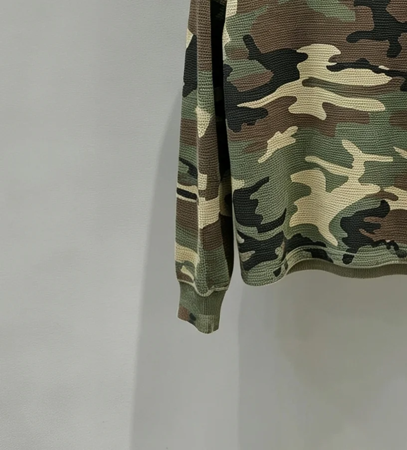 Camo Waffle-Knit Crew-Neck Sweatshirt D20518989 — view 5