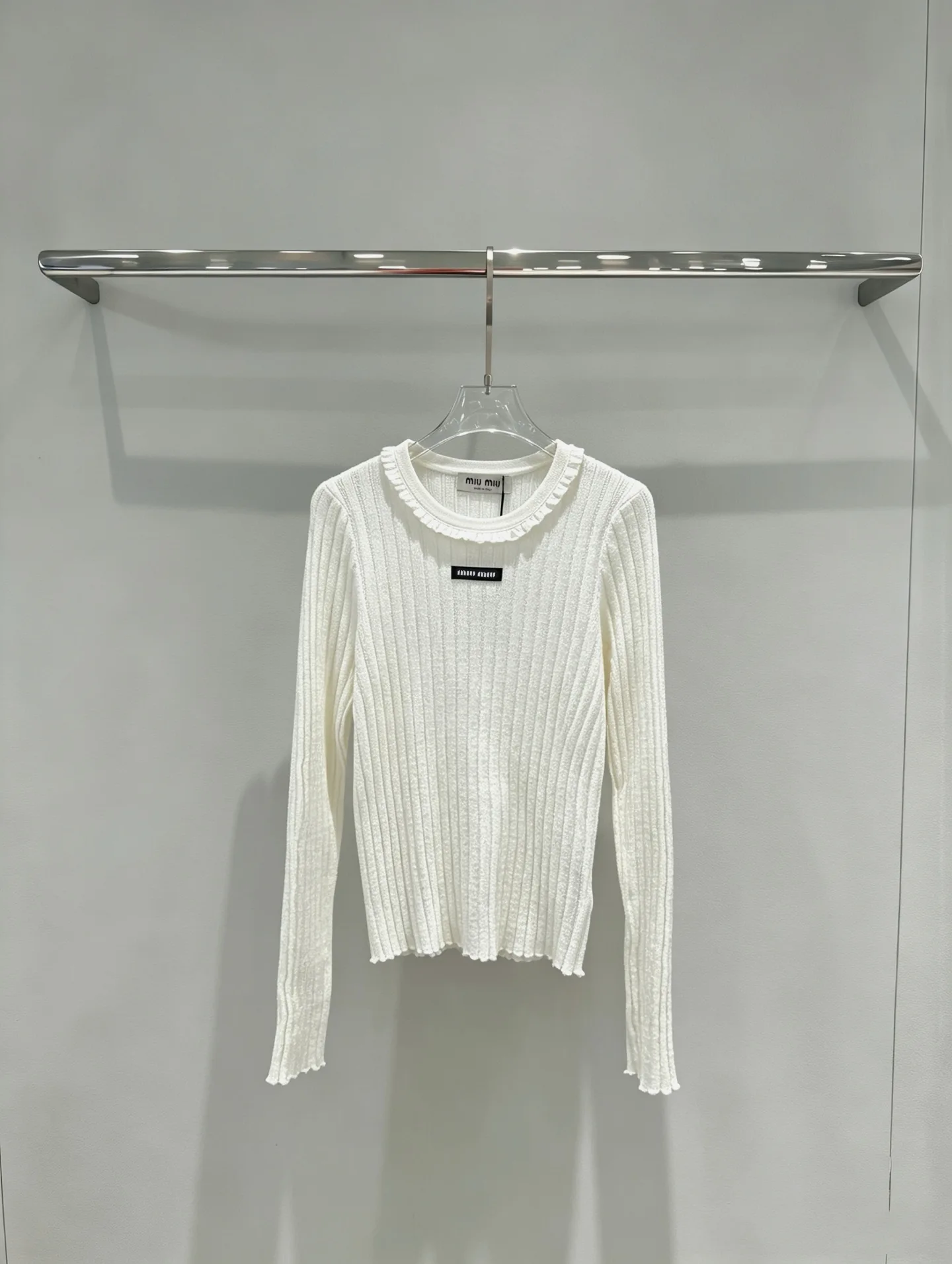 Ruffled Ribbed-Knit Cotton Sweater D23018993