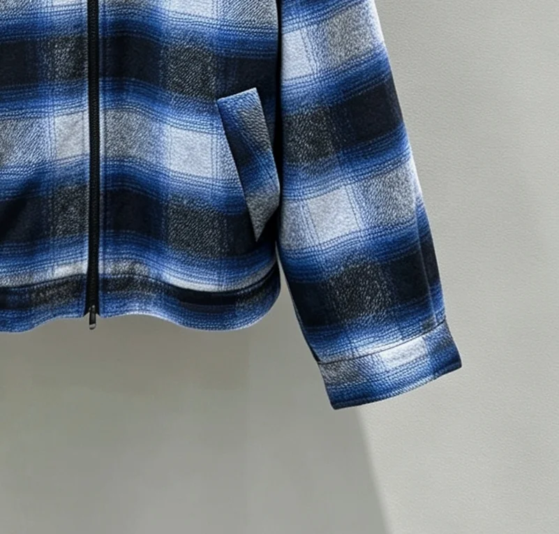 Fleece-Trimmed Checked Wool Jacket D45518990 — view 5