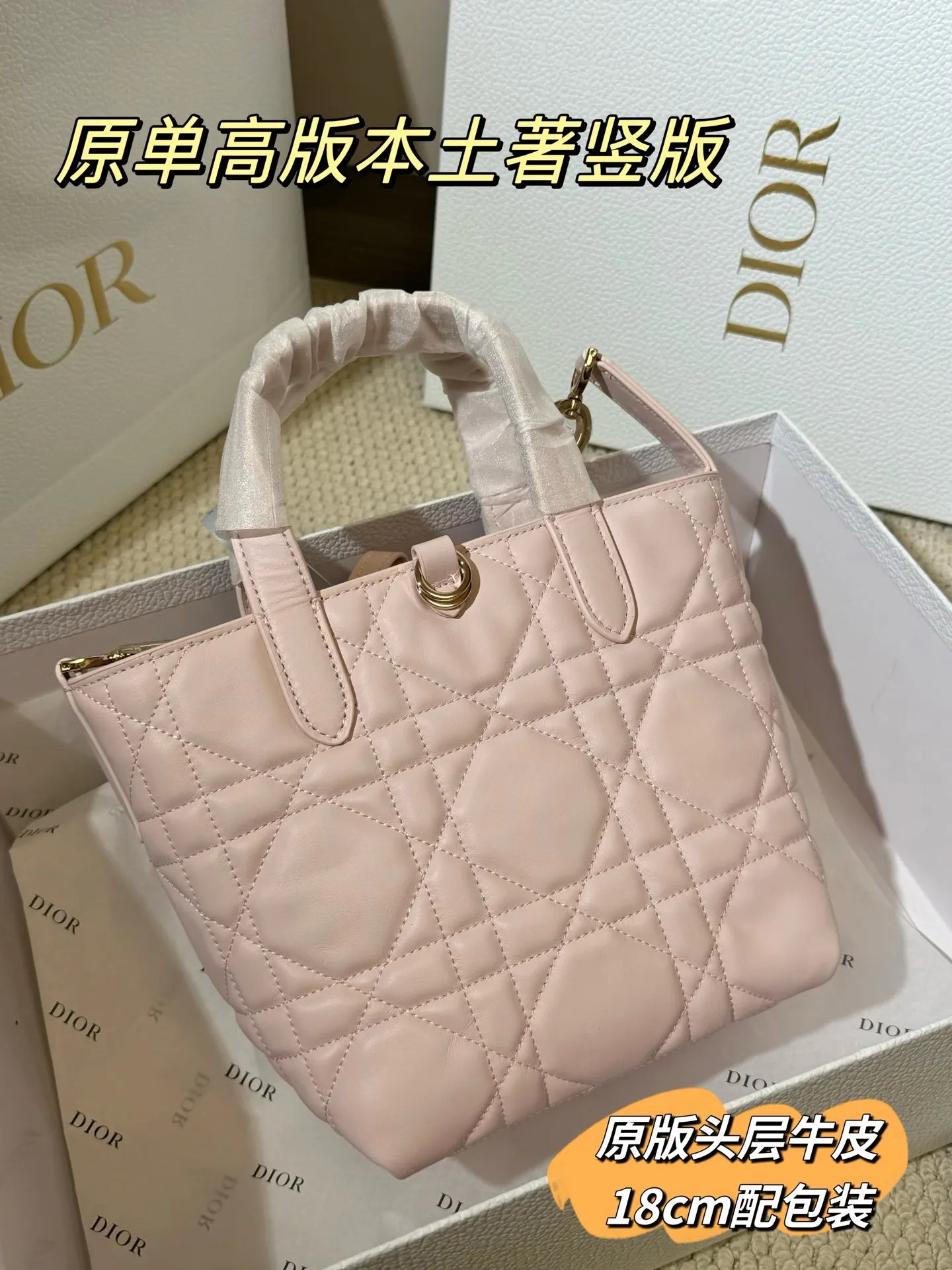 Lady Dior Cannage Quilted Tote Bag D70017761 — view 3
