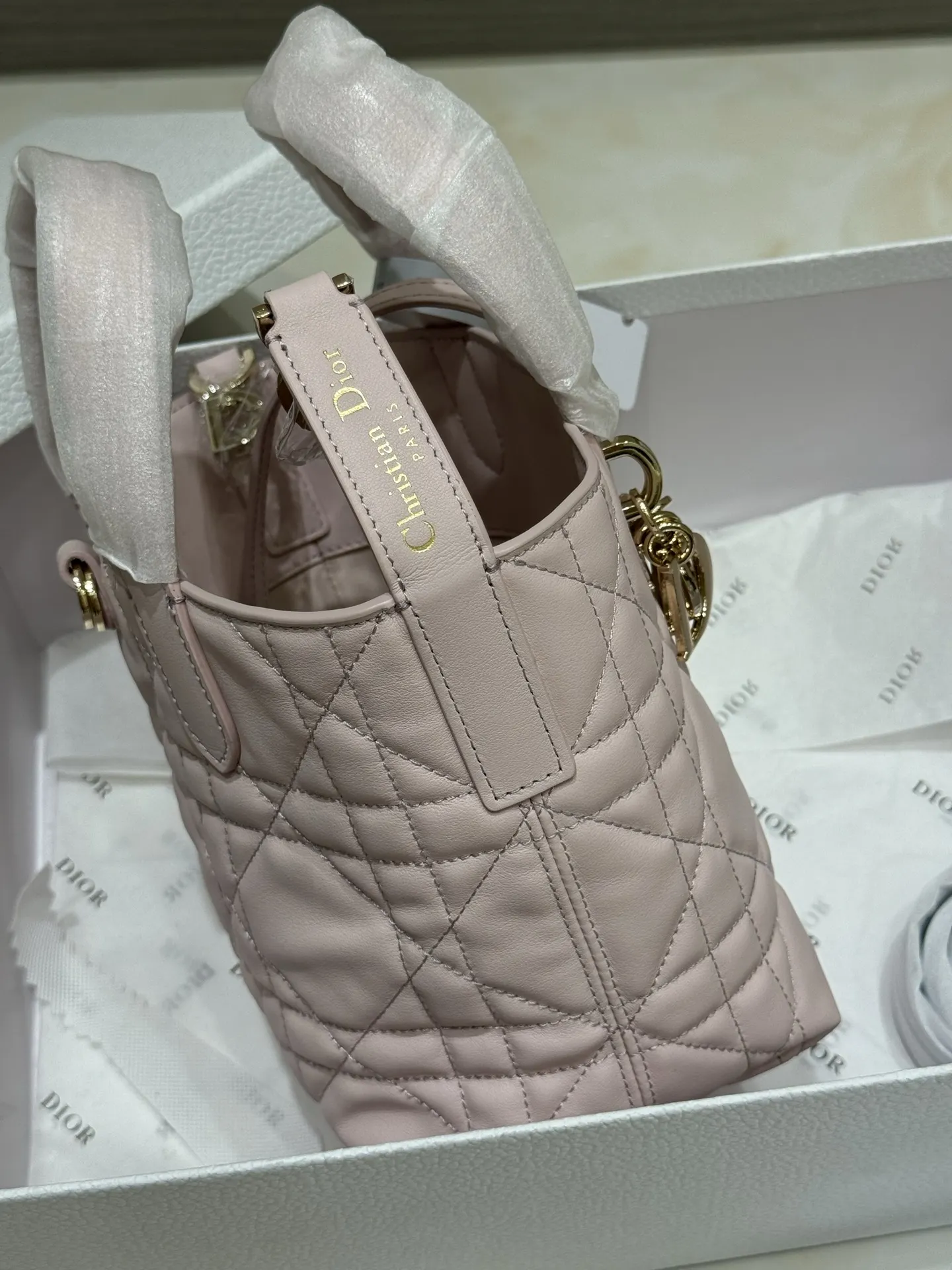 Lady Dior Mini Quilted Top-Handle Bag D70017760 — view 3