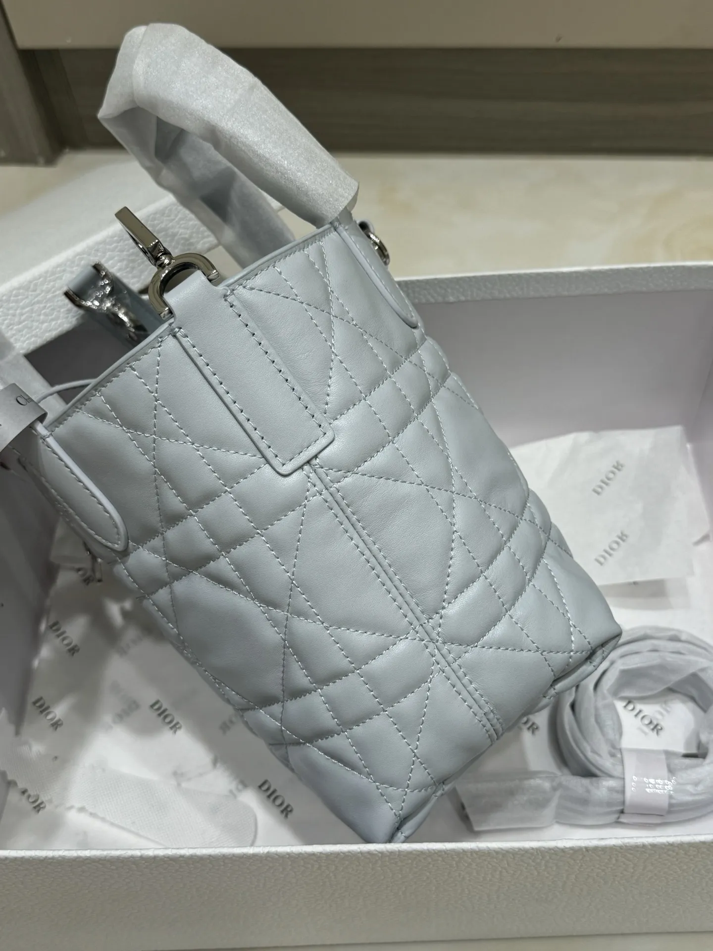 Lady Dior Mini Quilted Top-Handle Bag D70017760 — view 16