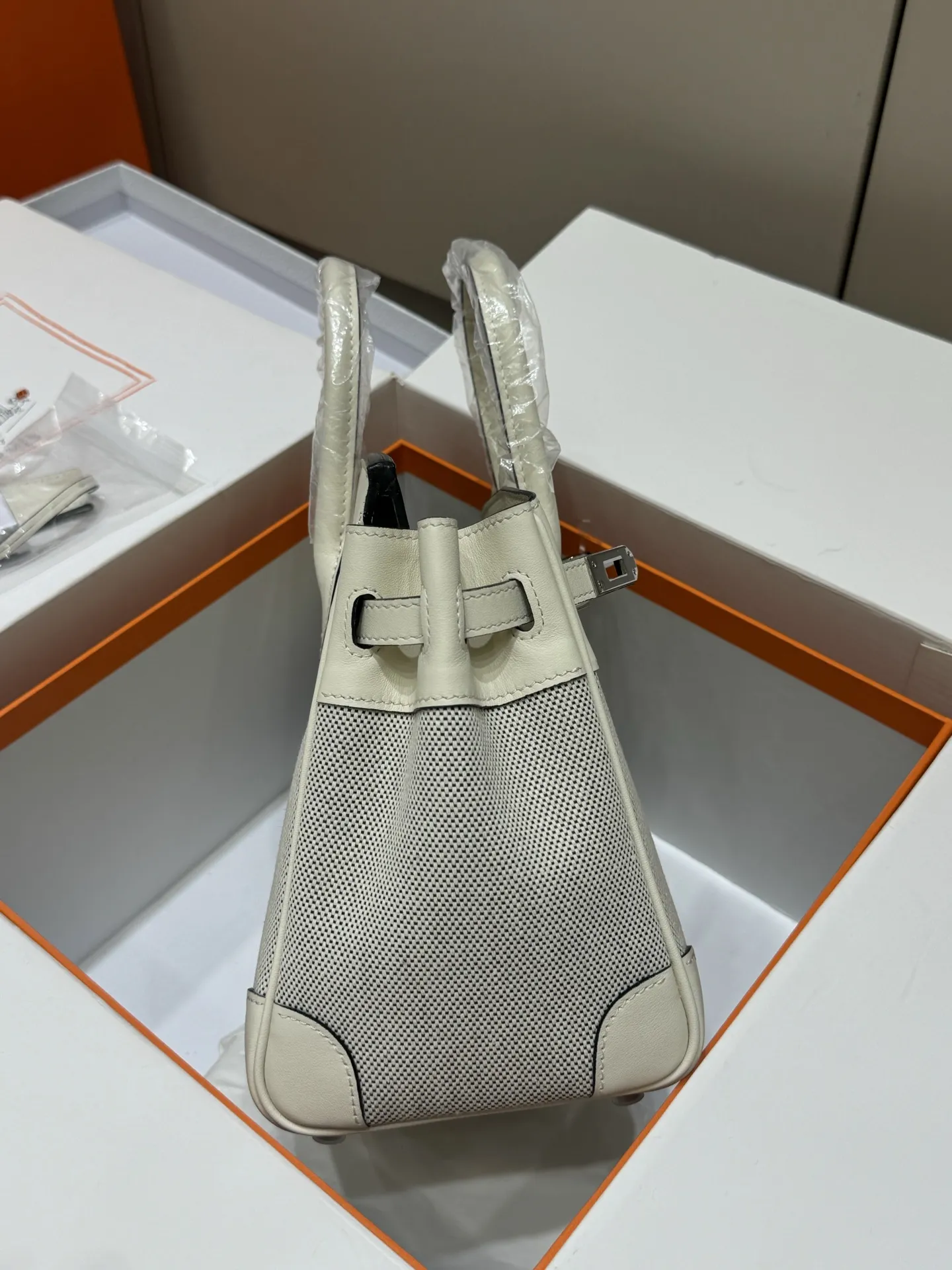 Birkin 25 Canvas & Leather Handbag D59017774 — view 14