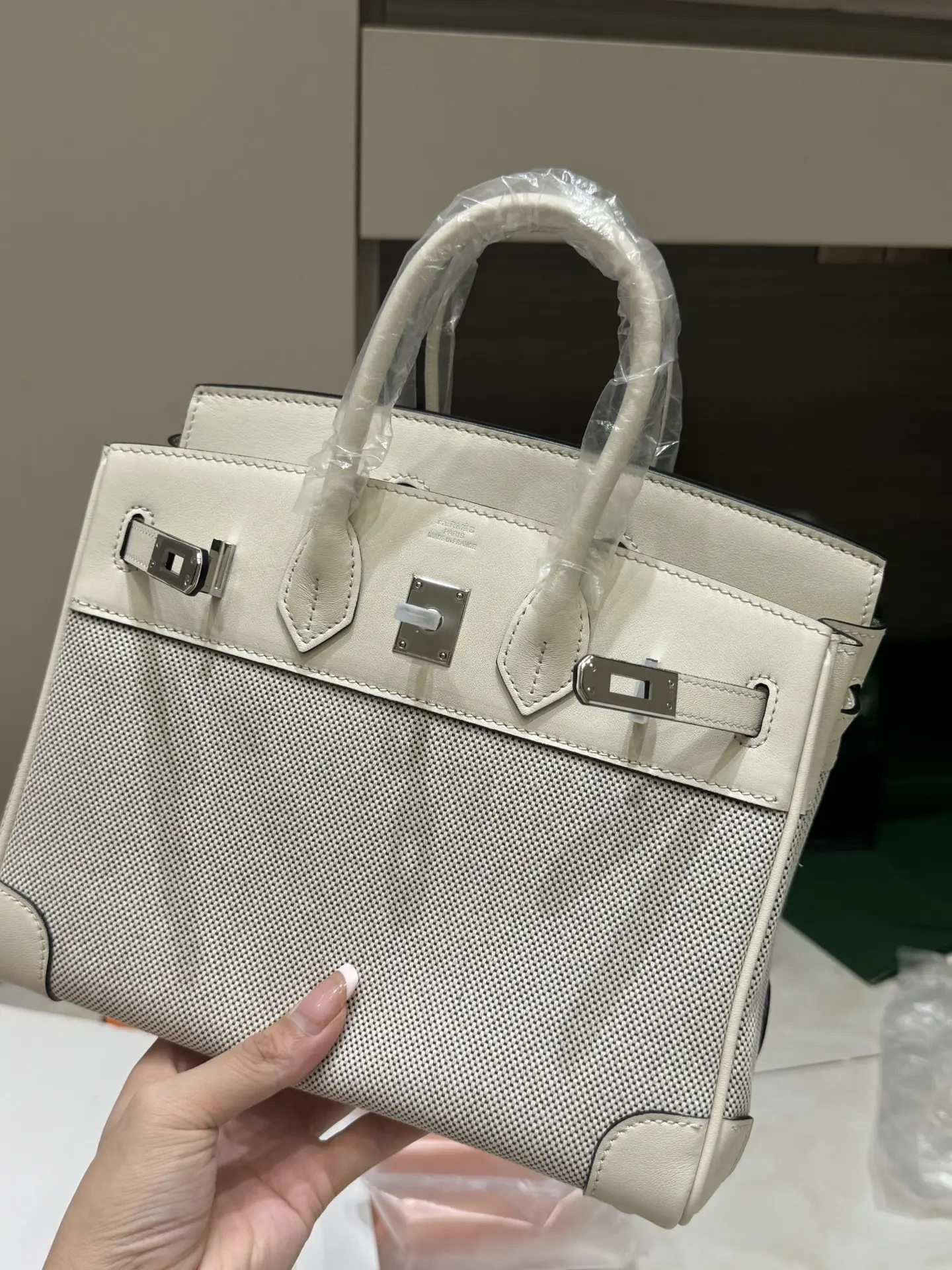Birkin 25 Canvas & Leather Handbag D59017774 — view 24