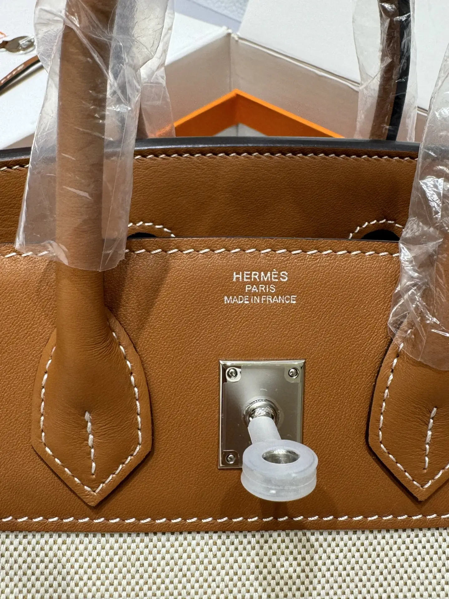 Birkin 25 Canvas & Leather Handbag D59017774 — view 3