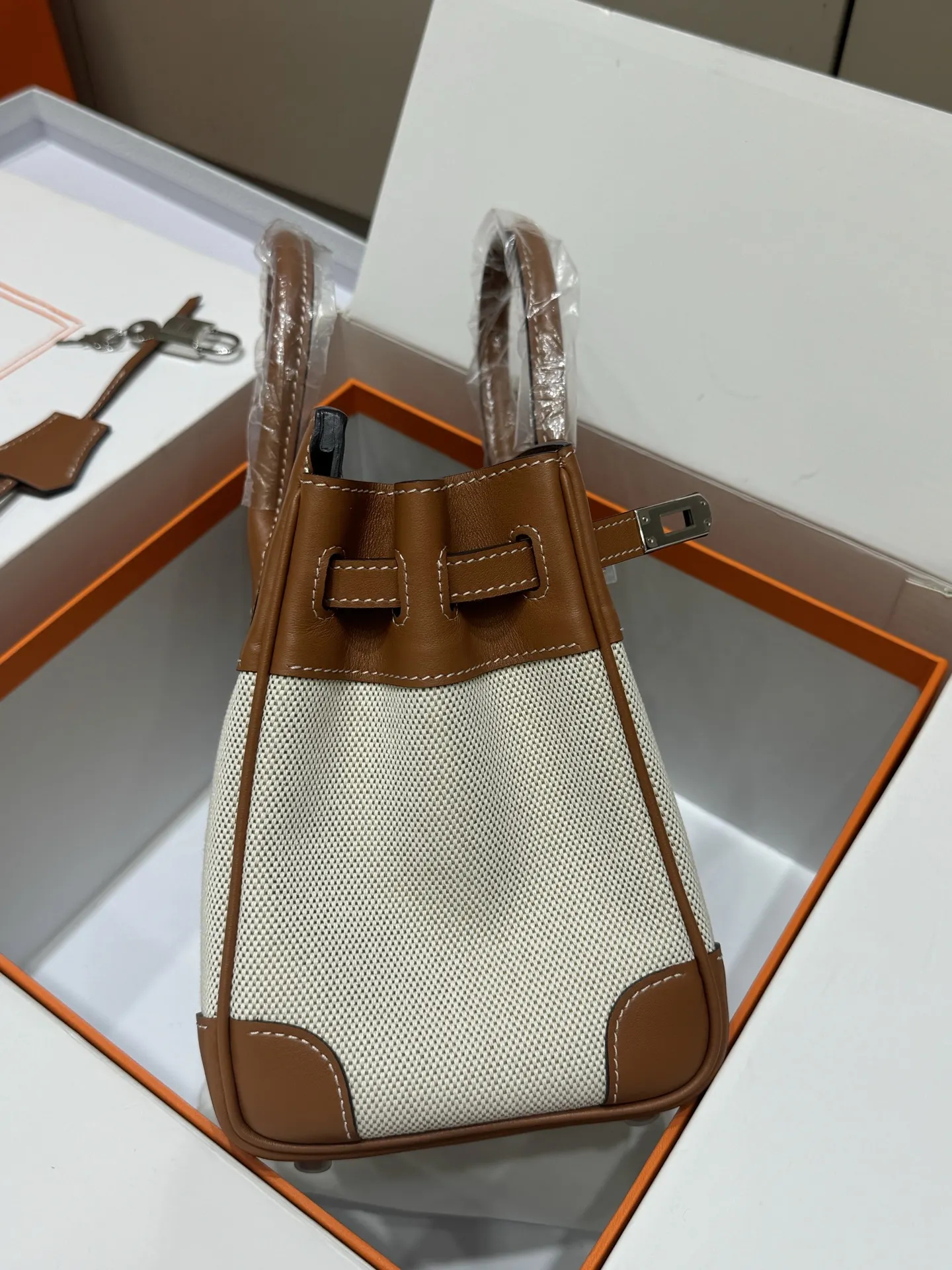 Birkin 25 Canvas & Leather Handbag D59017774 — view 5
