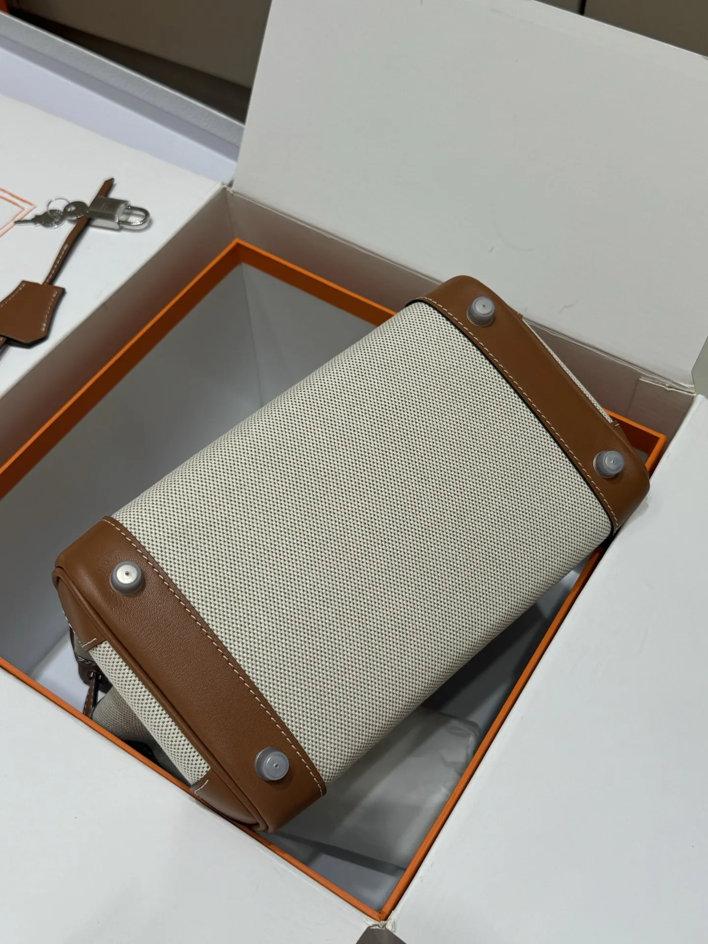 Birkin 25 Canvas & Leather Handbag D59017774 — view 11