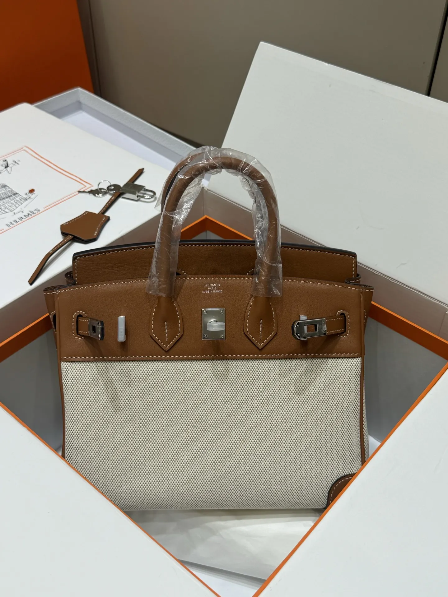Birkin 25 Canvas & Leather Handbag D59017774 — view 12