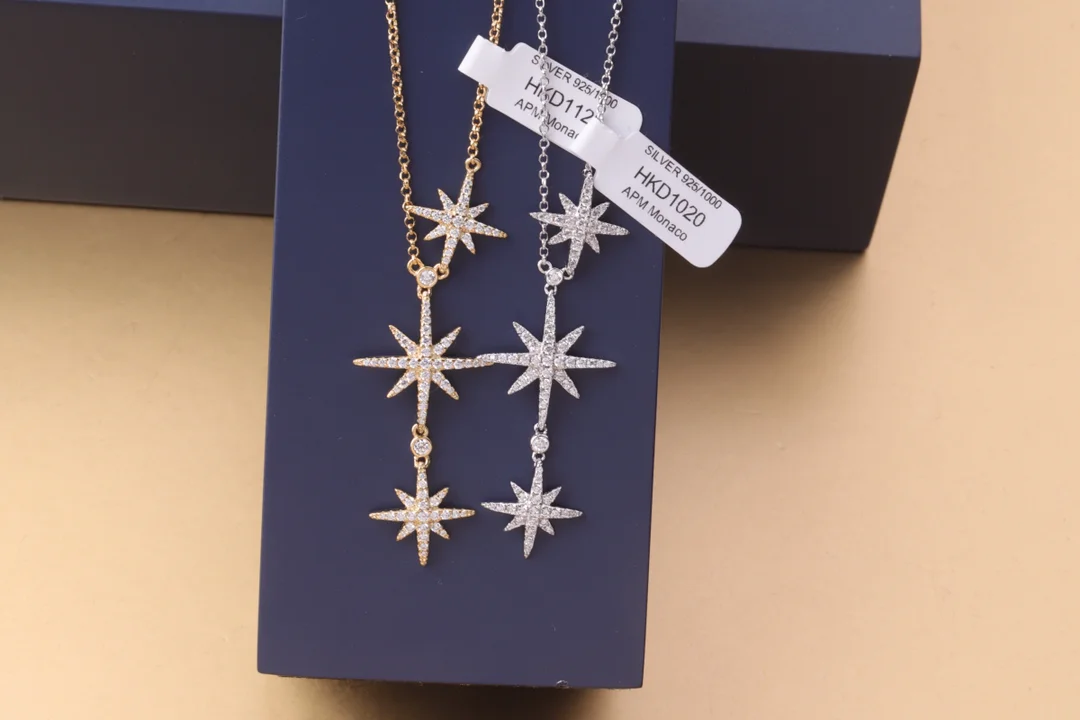 APM Monaco Triple Meteorite Pendant Necklace (Sterling Silver) D28516573 — view 3