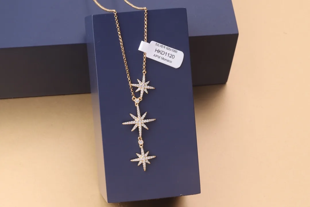 APM Monaco Triple Meteorite Pendant Necklace (Sterling Silver) D28516573 — view 4