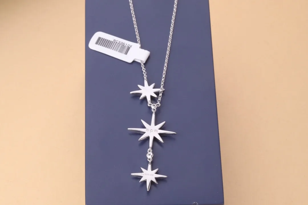 APM Monaco Triple Meteorite Pendant Necklace (Sterling Silver) D28516573 — view 6