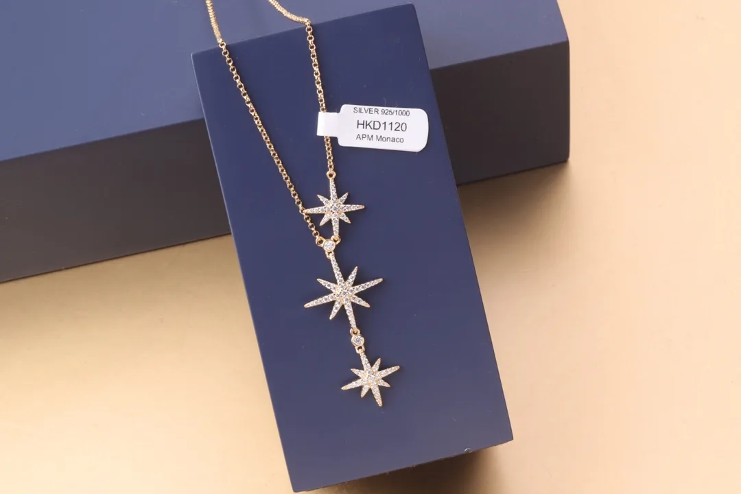 APM Monaco Triple Meteorite Pendant Necklace (Sterling Silver) D28516573 — view 7