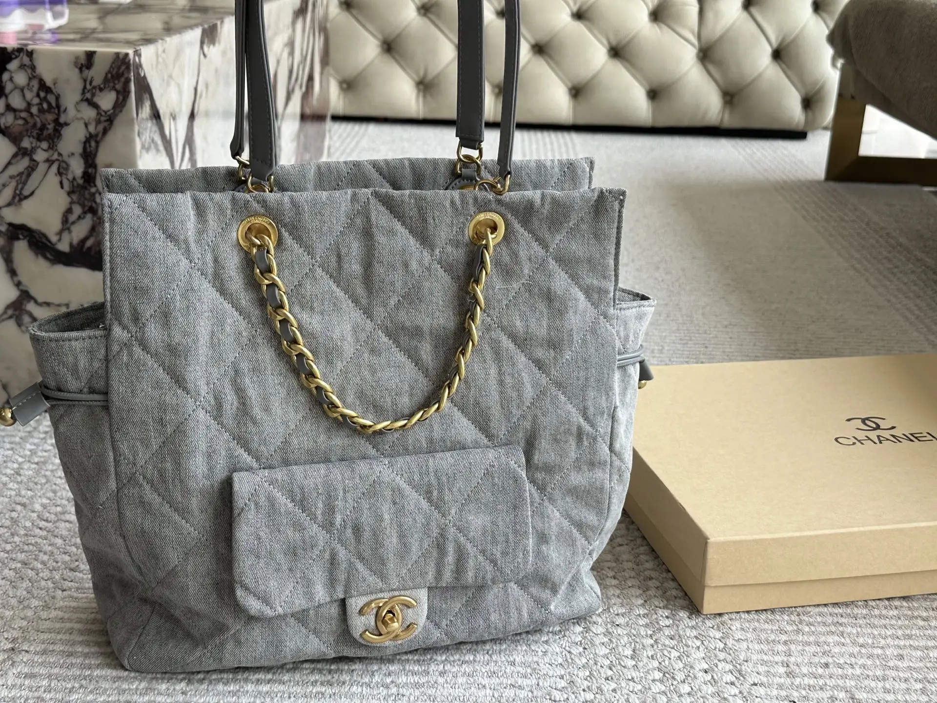 Chanel Quilted Denim Deauville Tote Bag D36018365 — view 10