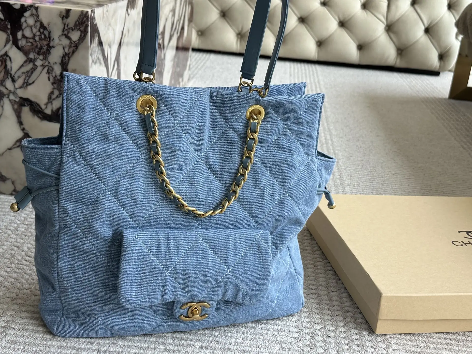 Chanel Quilted Denim Deauville Tote Bag D36018365 — view 11