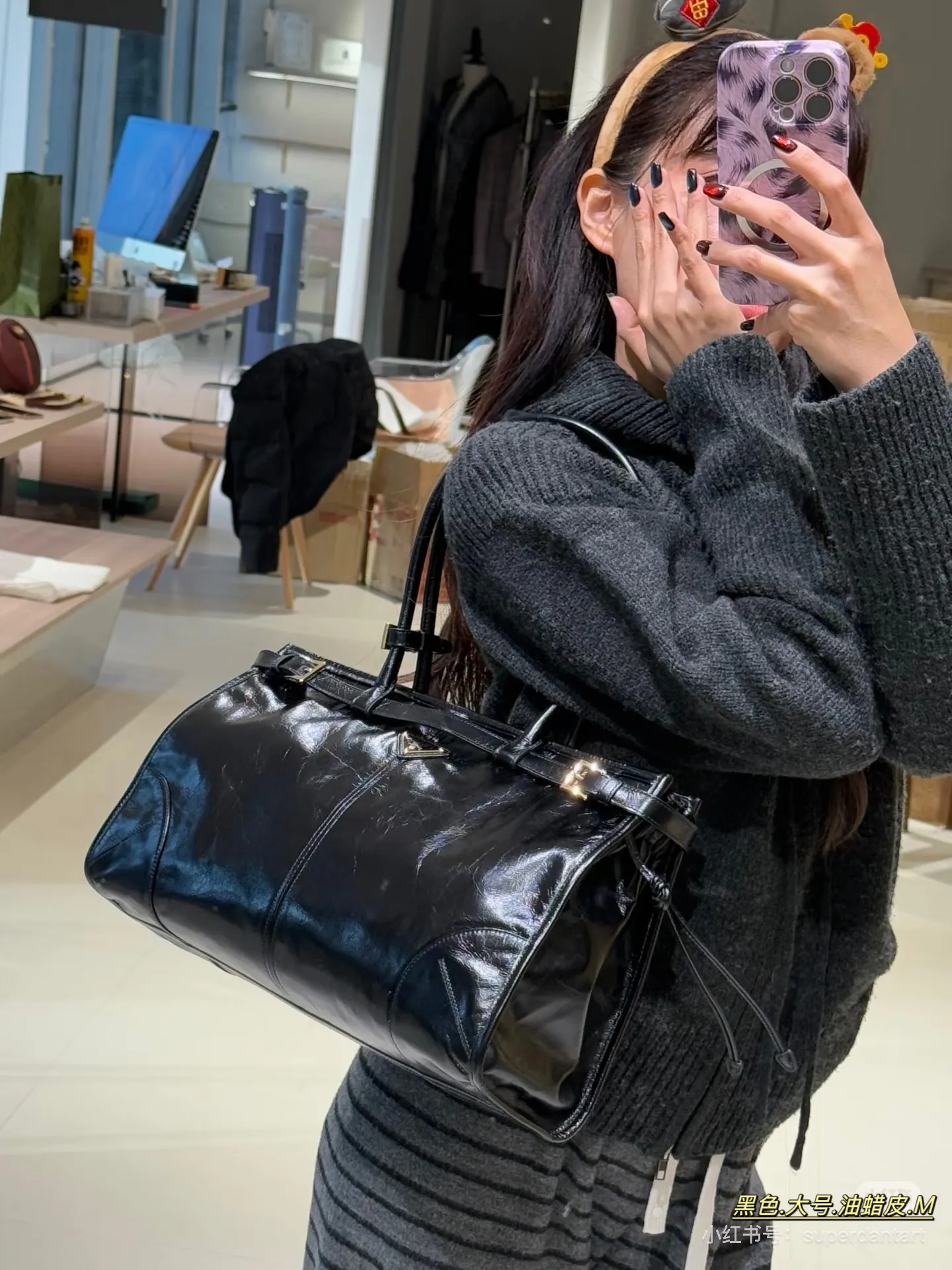 Prada Brushed Leather Shoulder Bag D43017861 — view 5