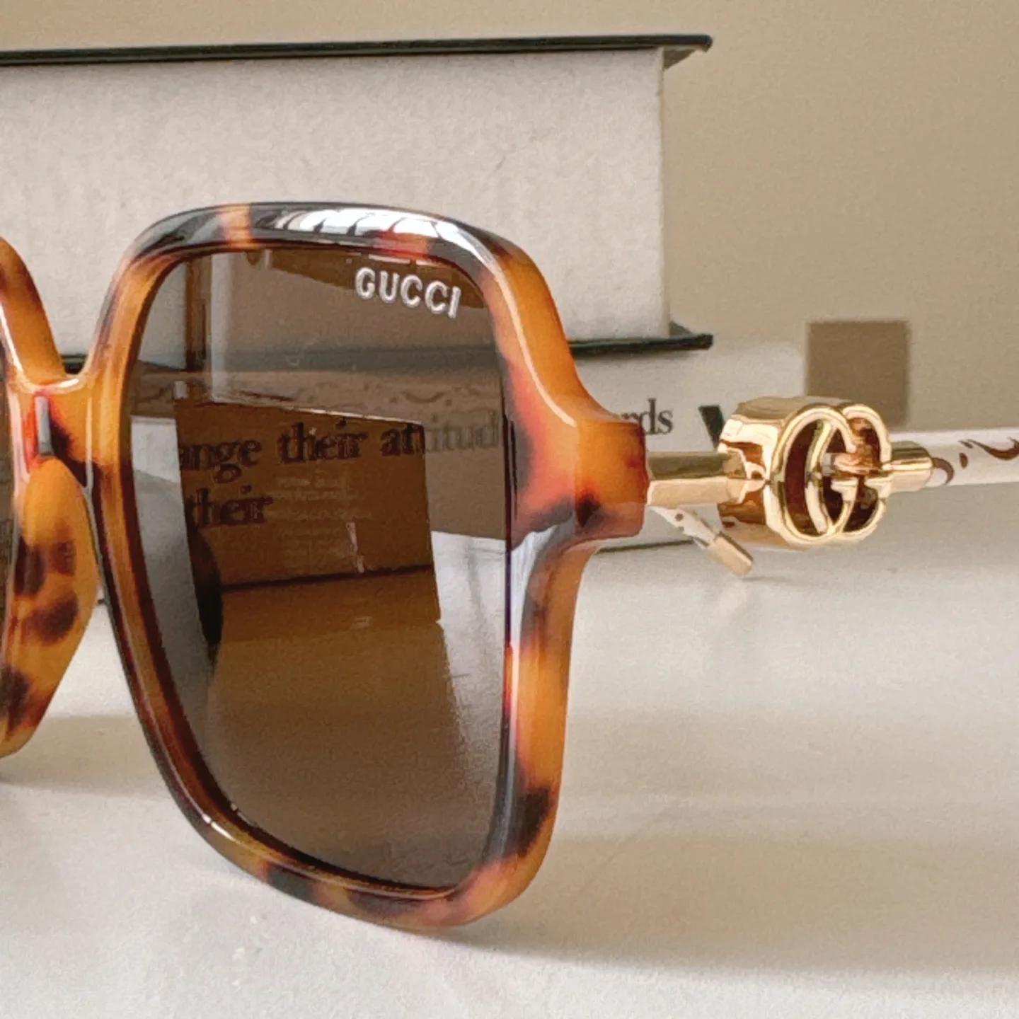 Gucci Leather-Trim Square-Frame Sunglasses D20018530 — view 8
