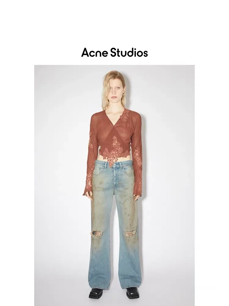 Distressed Mud-Wash Straight-Leg Jeans D21520562 — view 2