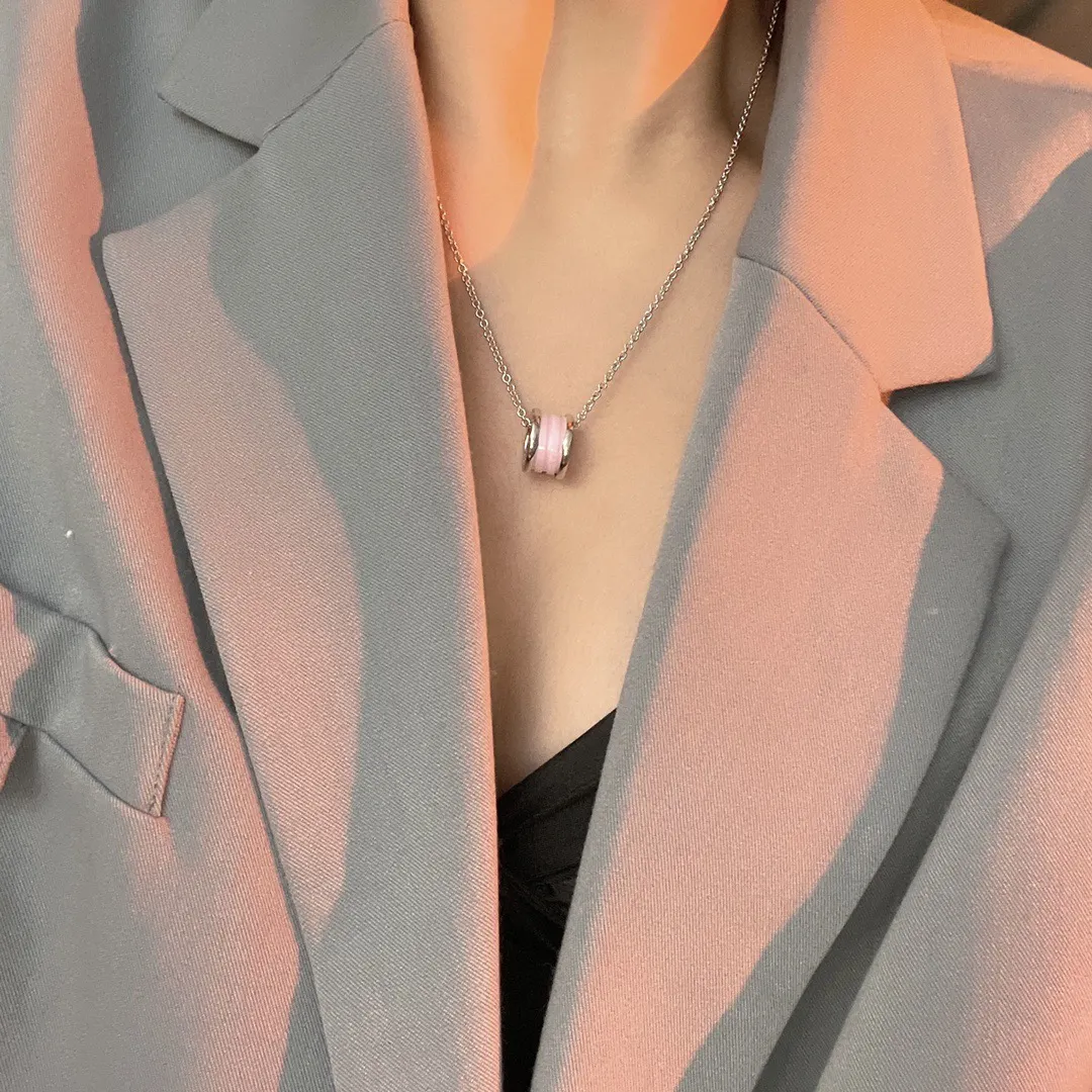 B.zero1 Pink Ceramic Pendant Necklace (Sterling Silver) D28517144 — view 9