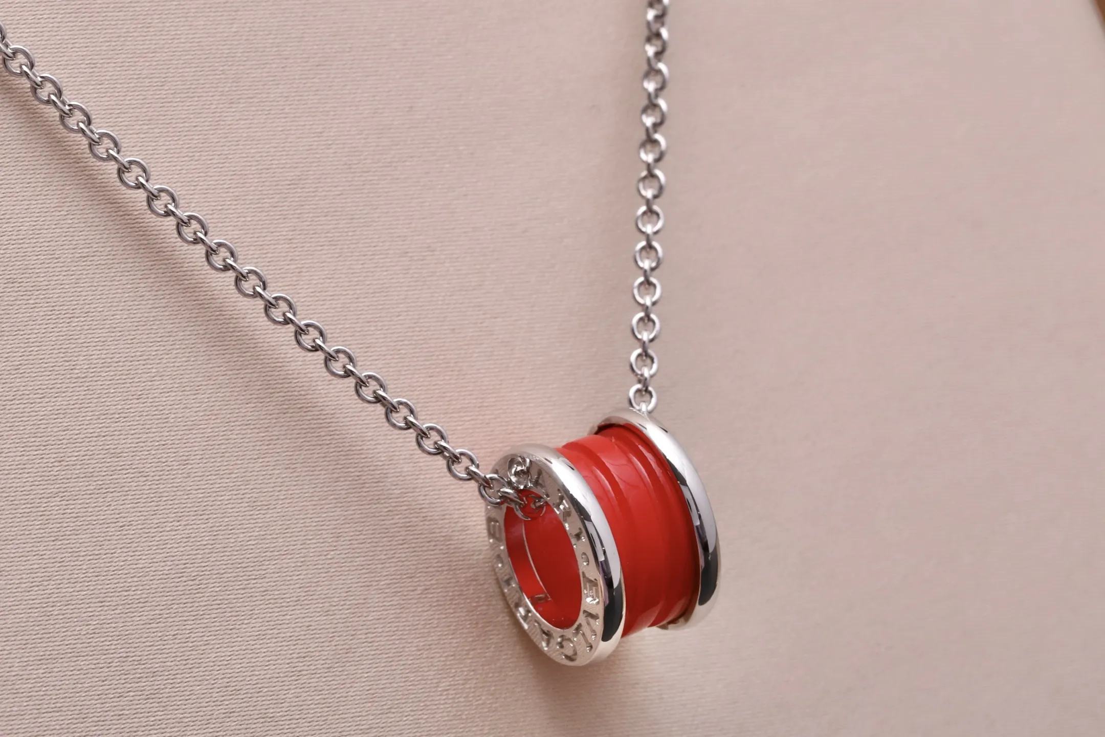 B.zero1 Rock Pendant Necklace (Sterling Silver & Red Ceramic) D28517145 — view 3