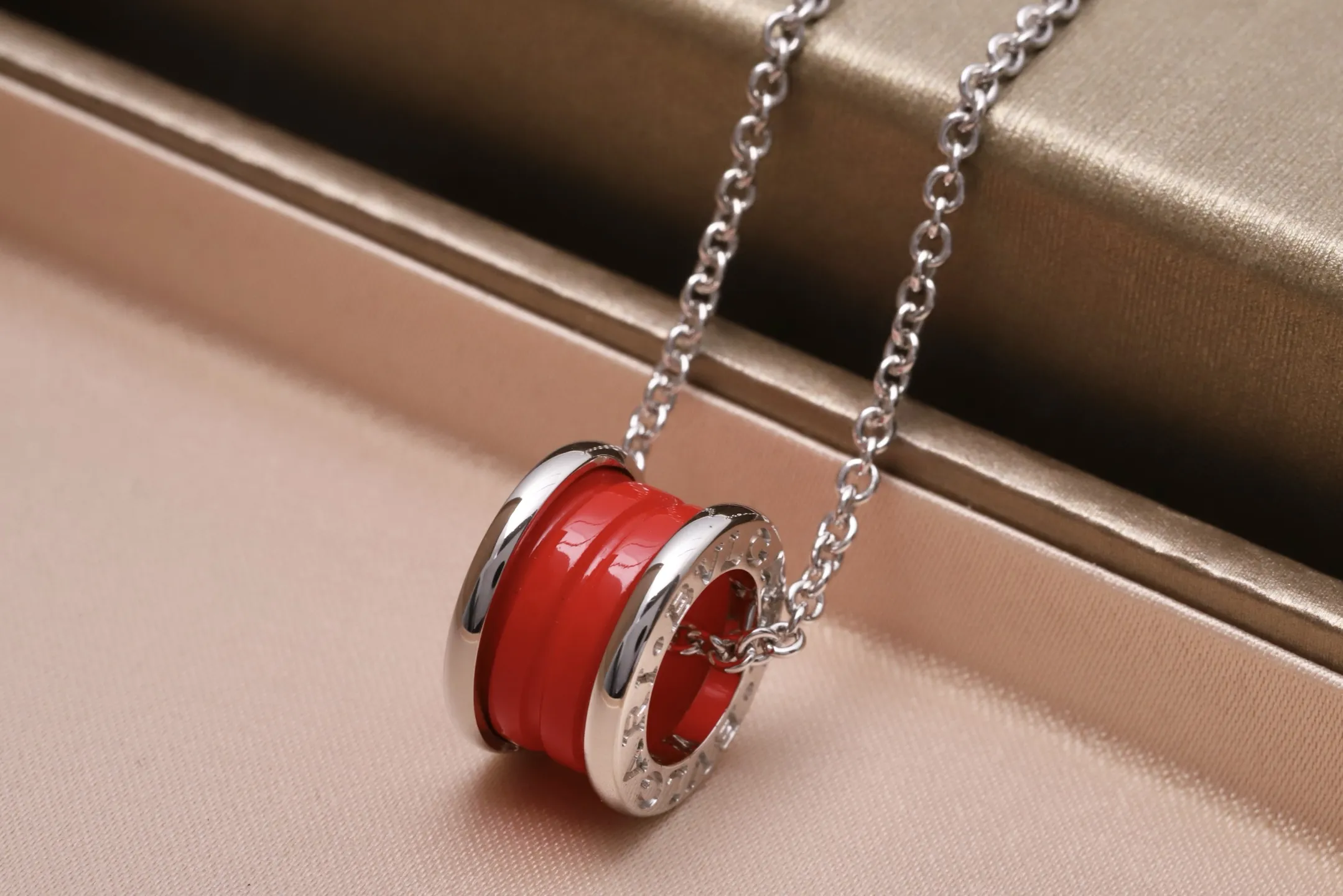 B.zero1 Rock Pendant Necklace (Sterling Silver & Red Ceramic) D28517145 — view 4