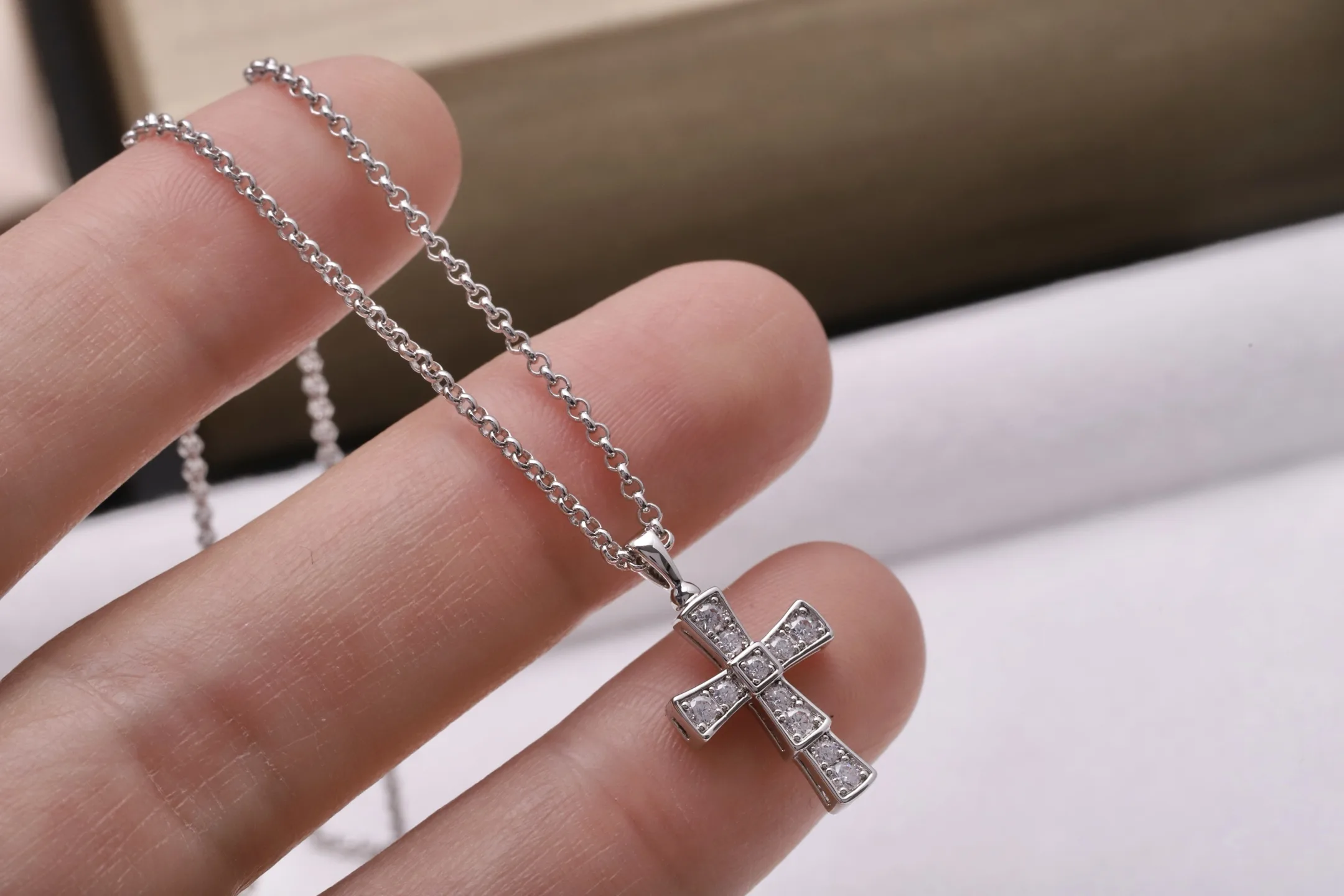 Croce Crystal Cross Pendant Necklace (Gold-Plated Brass) D15017154 — view 4