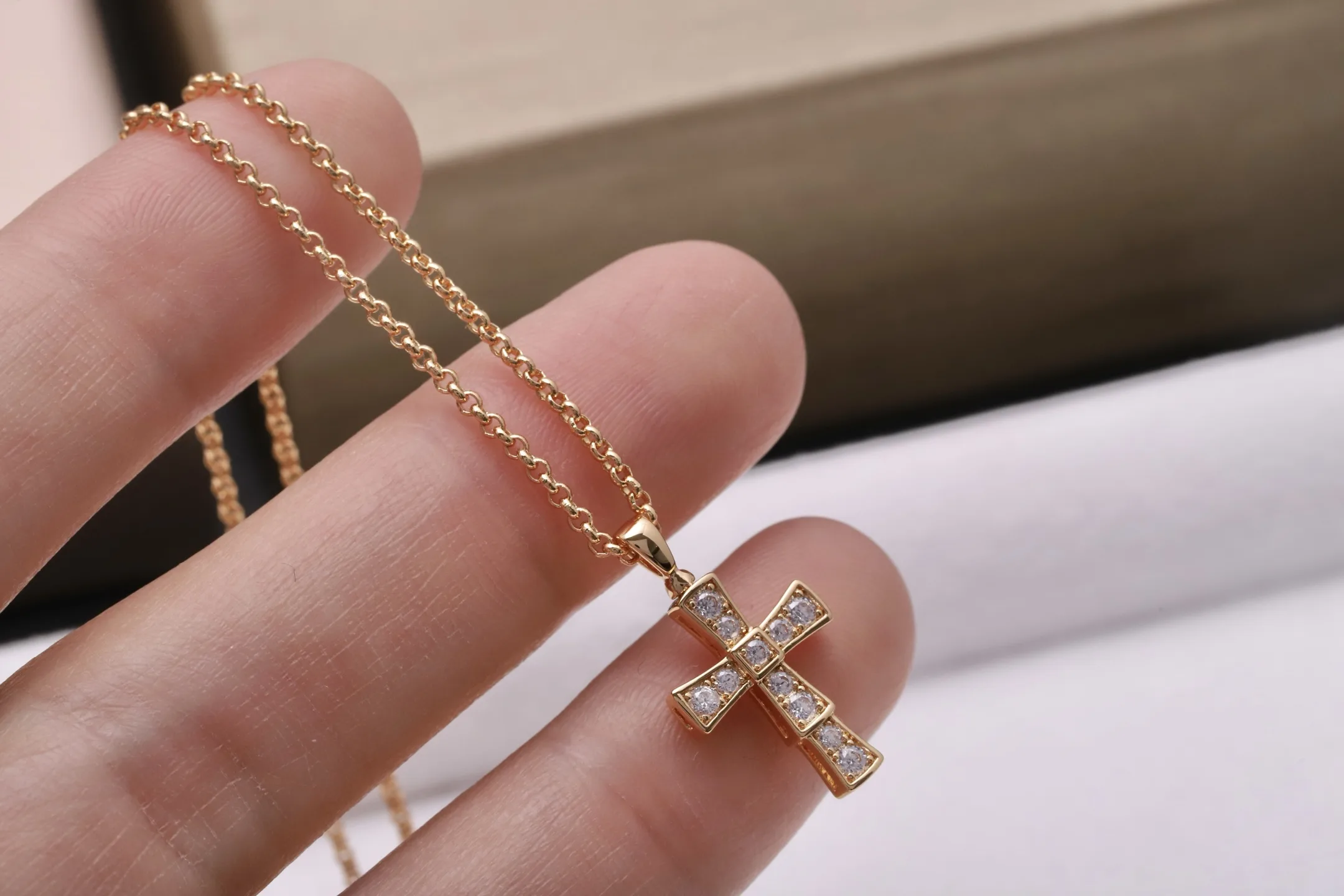Croce Crystal Cross Pendant Necklace (Gold-Plated Brass) D15017154 — view 5