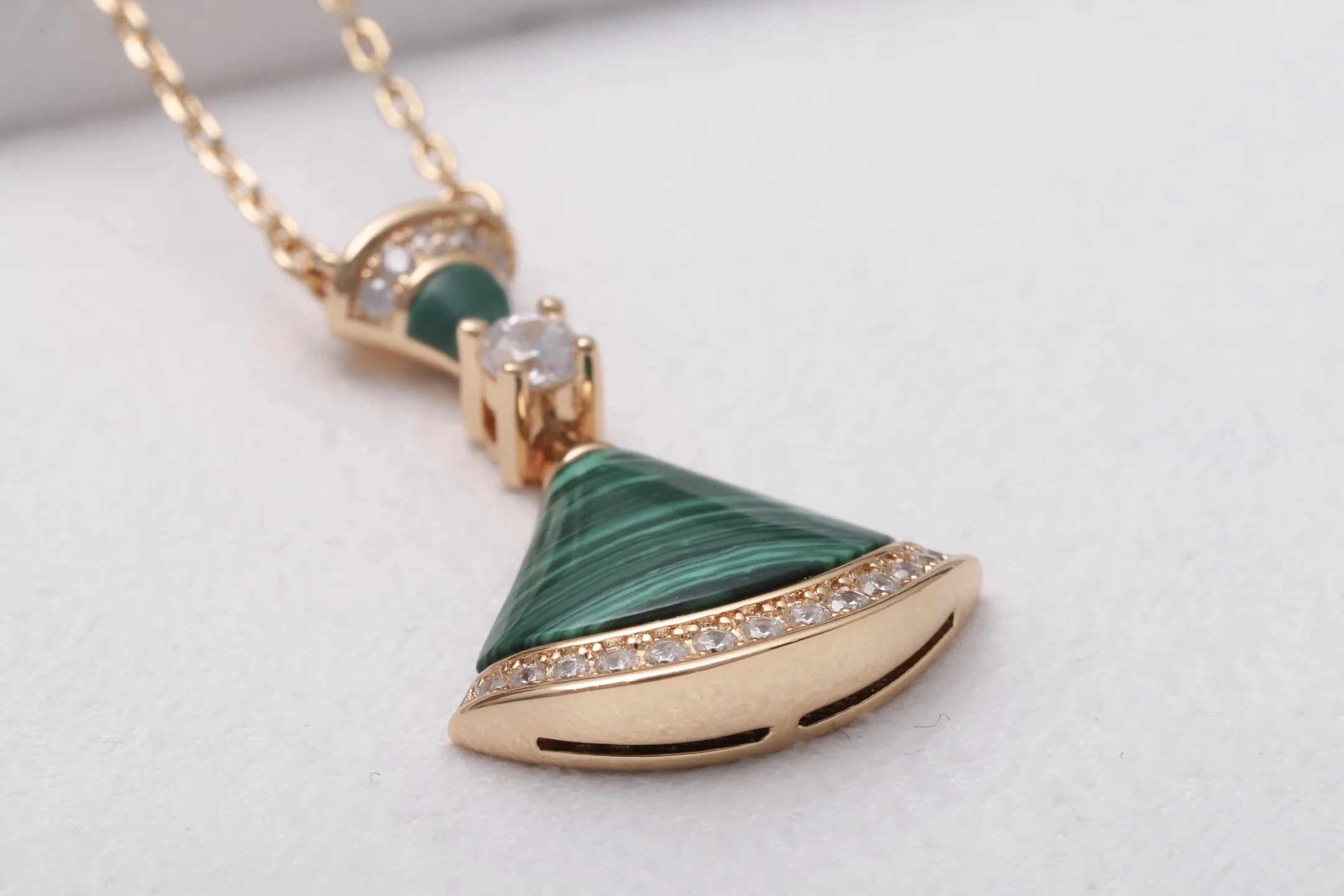 Diva's Dream Malachite Pendant Necklace (Gold-Plated Brass) D23517159 — view 5