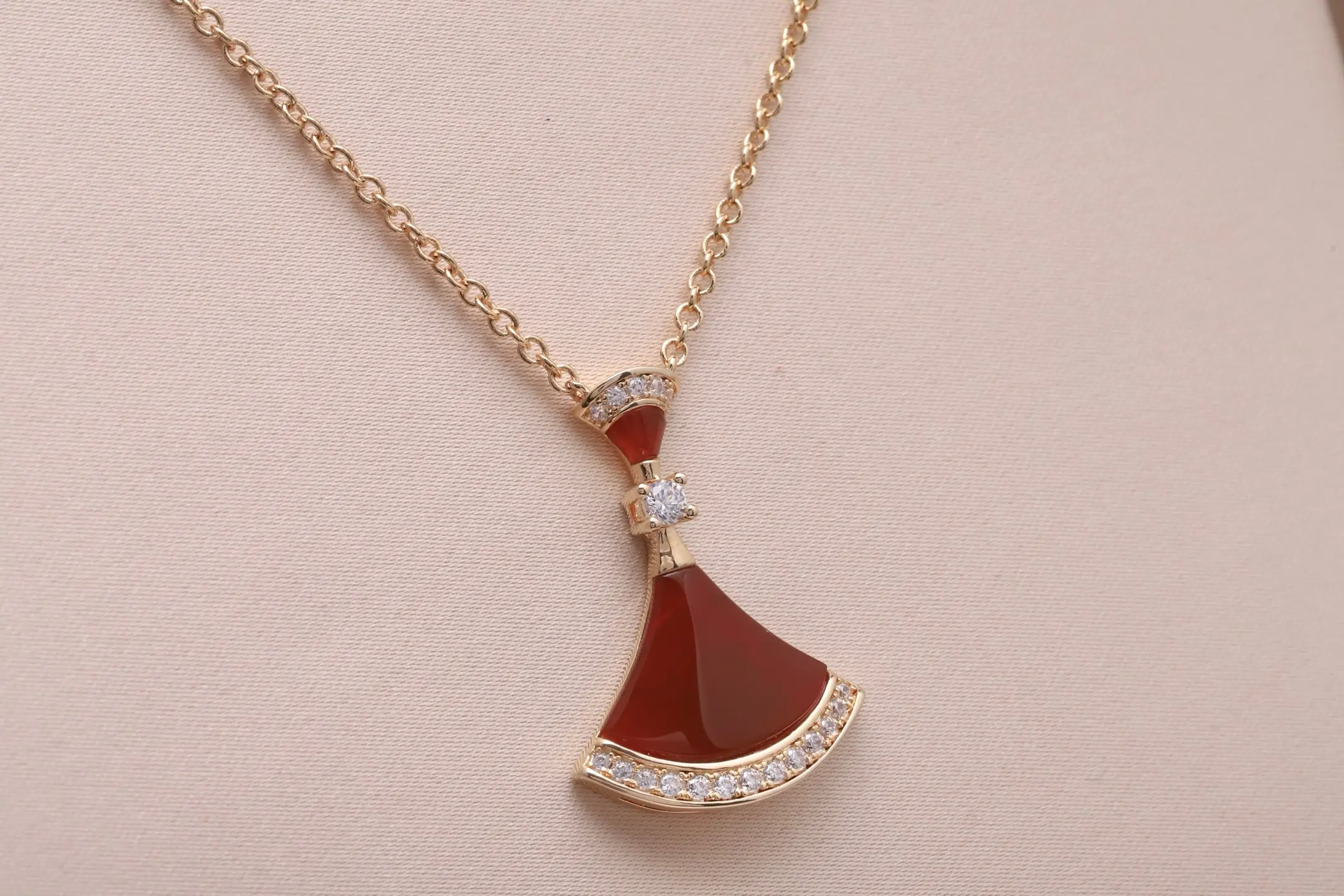 Diva's Dream Carnelian and Diamond Necklace (Gold-Plated Brass) D16517164 — view 3