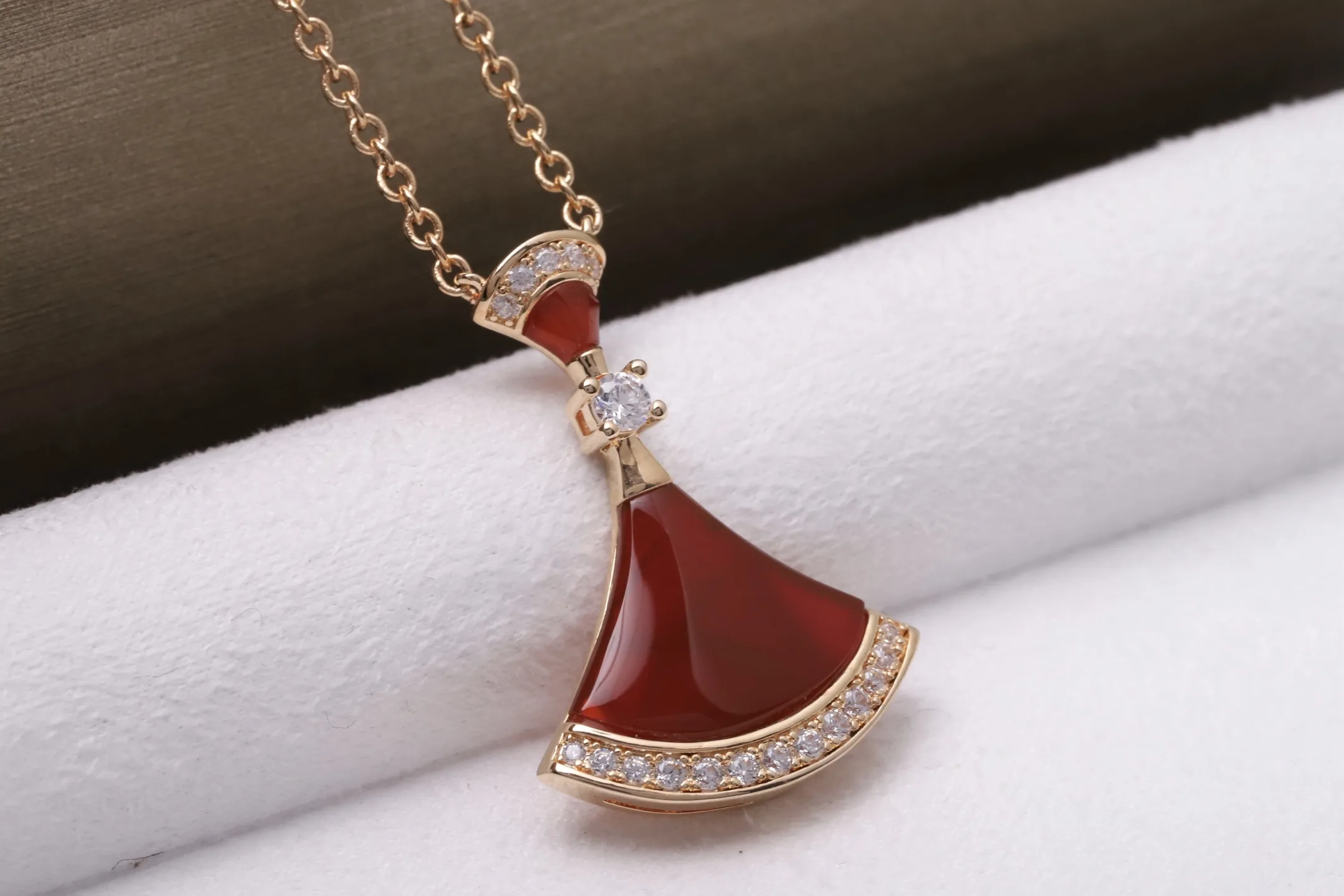 Diva's Dream Carnelian and Diamond Necklace (Gold-Plated Brass) D16517164 — view 4