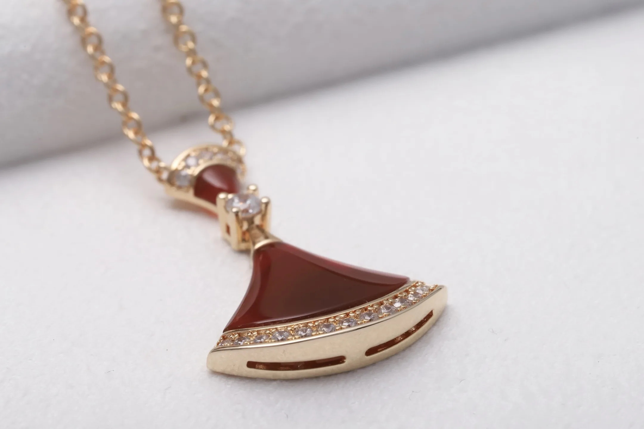 Diva's Dream Carnelian and Diamond Necklace (Gold-Plated Brass) D16517164 — view 5