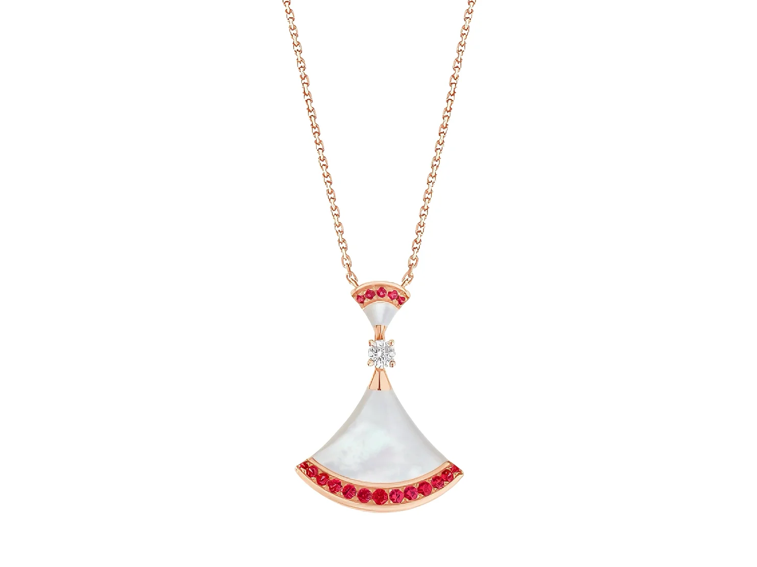 Divas' Dream Mother-of-Pearl and Ruby Necklace (Gold-Plated Brass) D16517157