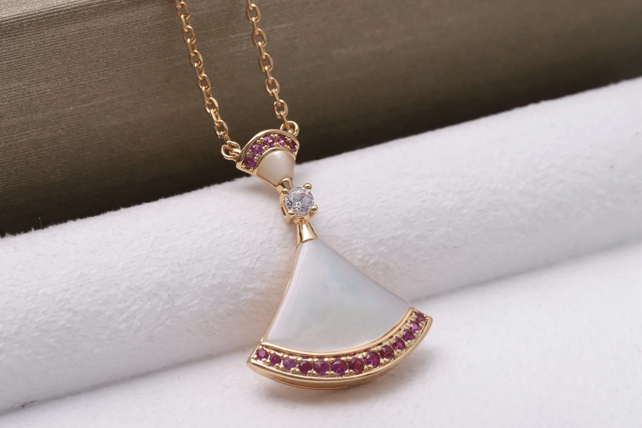 Divas' Dream Mother-of-Pearl and Ruby Necklace (Gold-Plated Brass) D16517157 — view 5