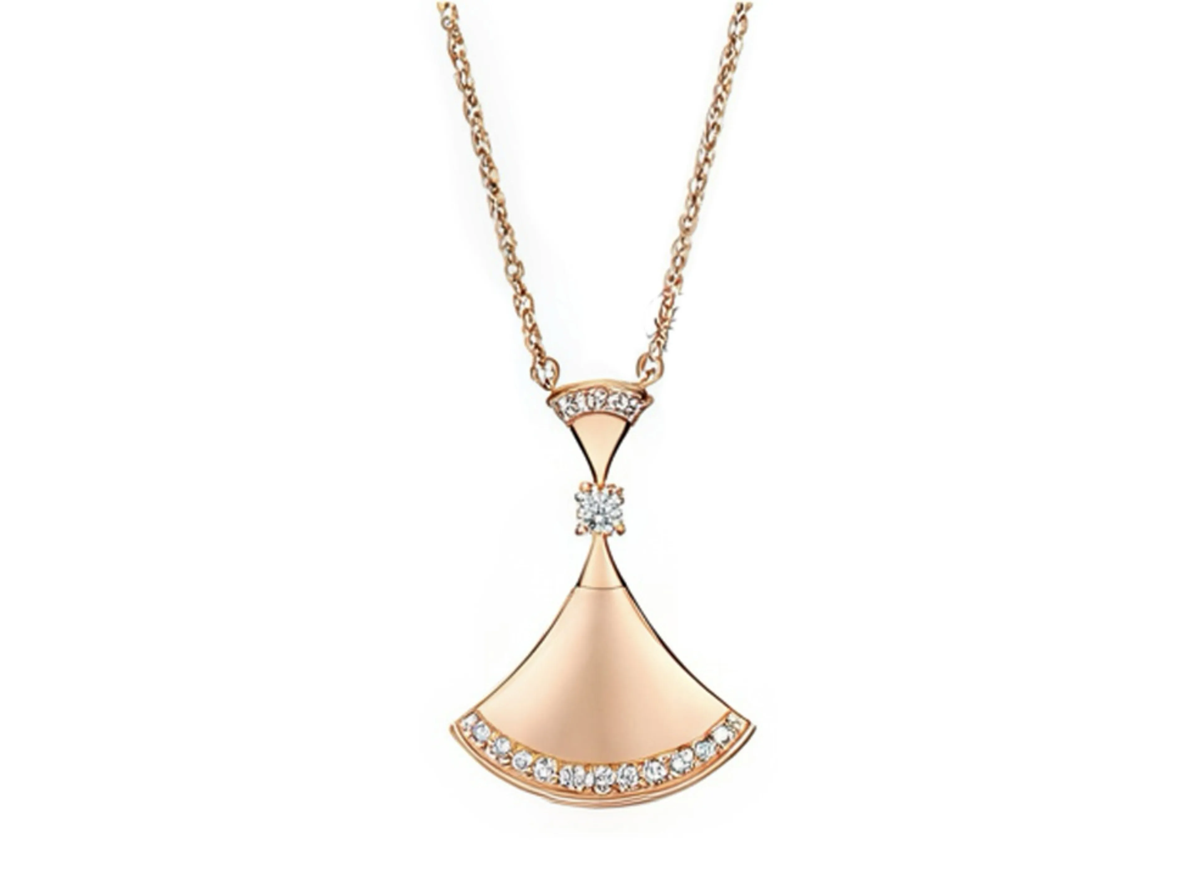 Divas' Dream Fan Pendant Necklace (Gold-Plated Brass) D17017156