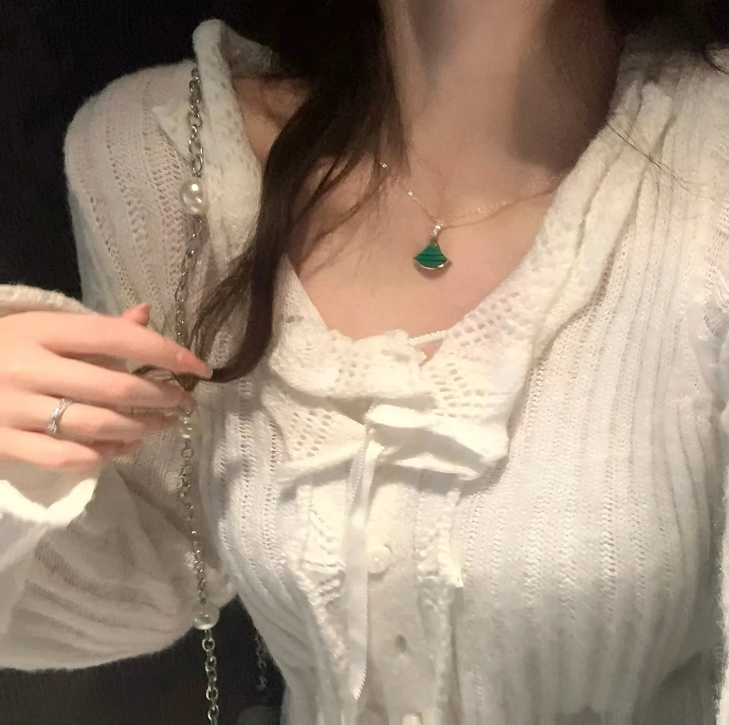 Divas' Dream Malachite Pendant Necklace (Sterling Silver) D19016969 — view 10