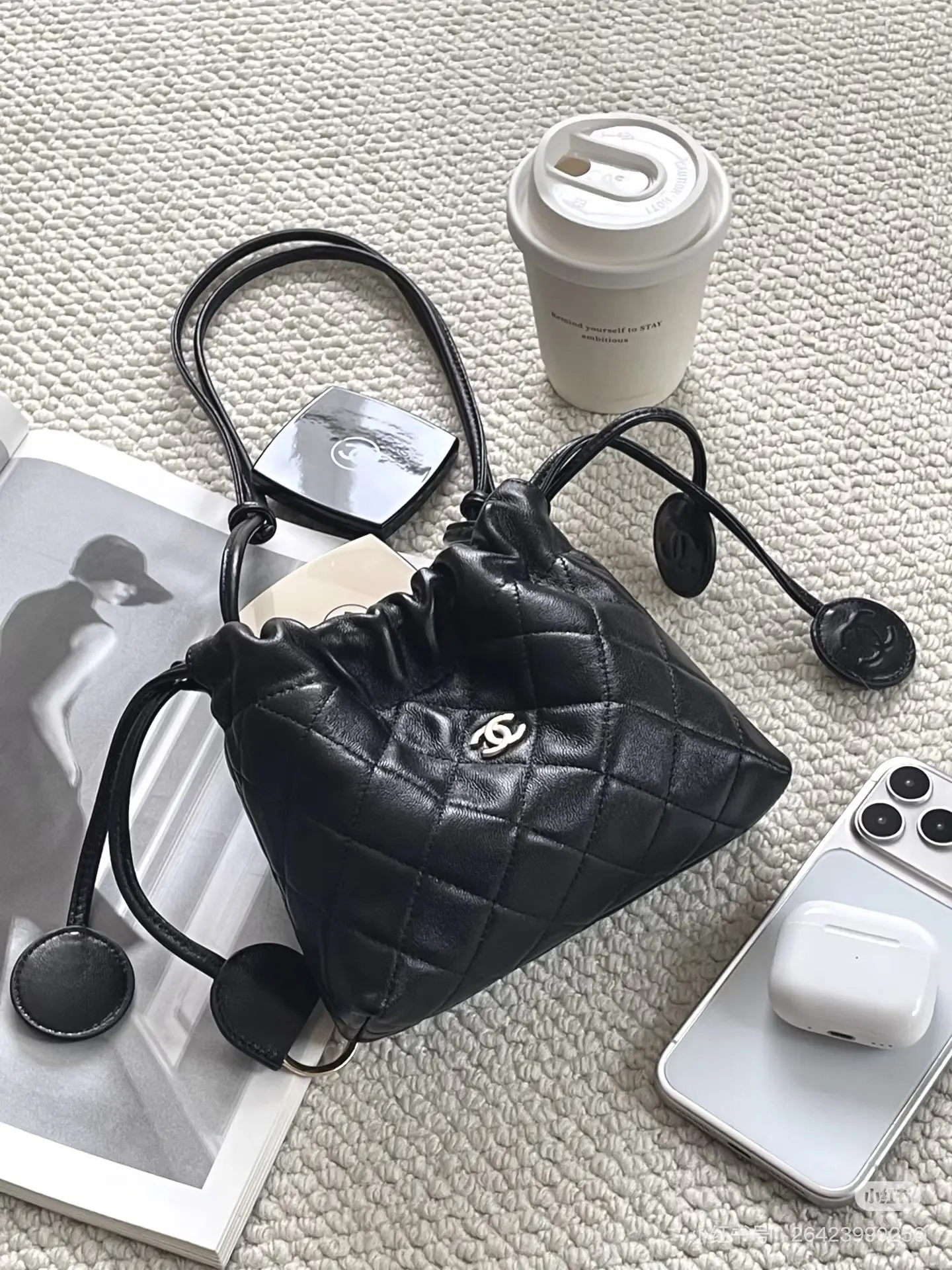 Chanel Quilted Drawstring Bucket Bag D37018279