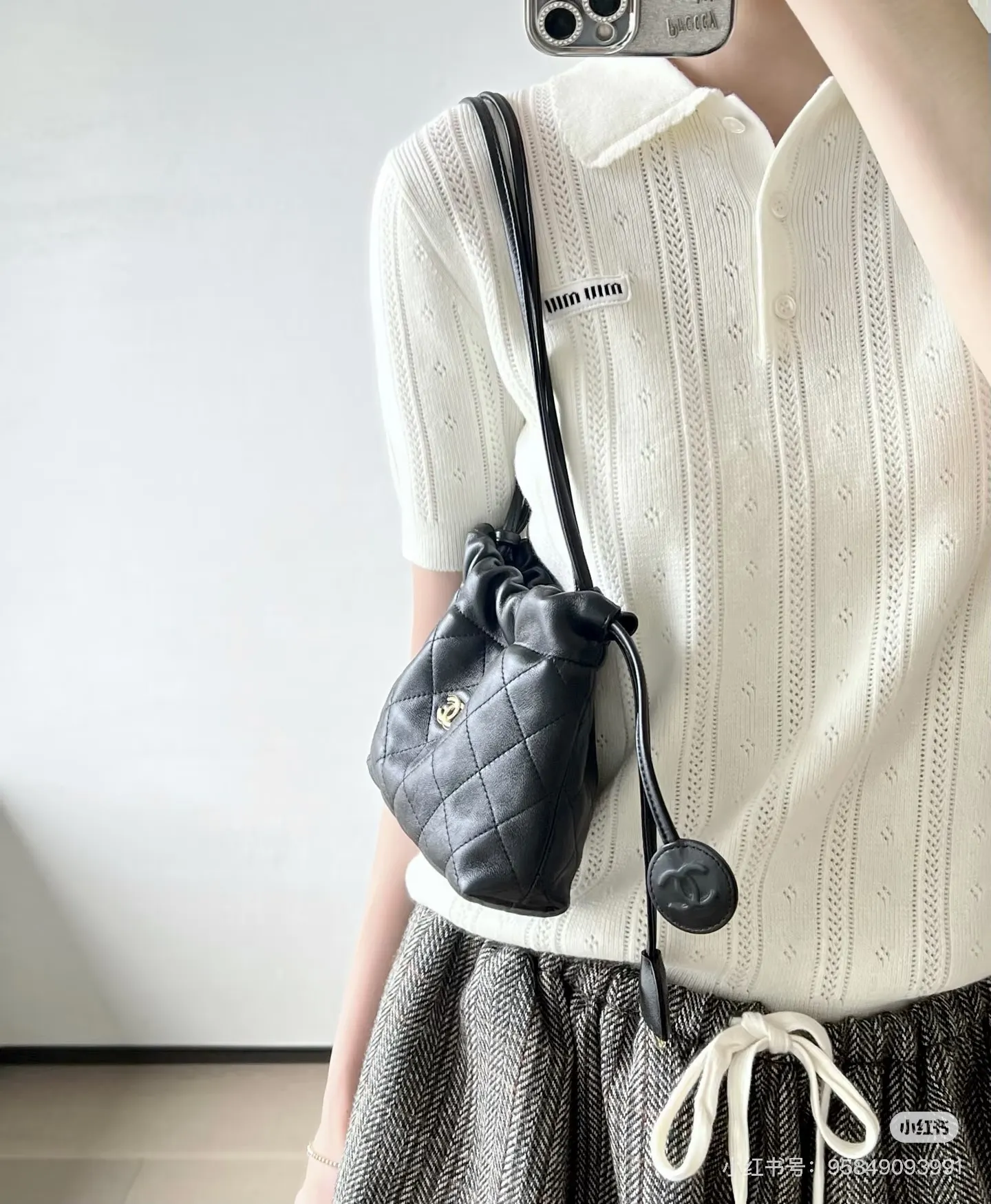 Chanel Quilted Drawstring Bucket Bag D37018279 — view 12