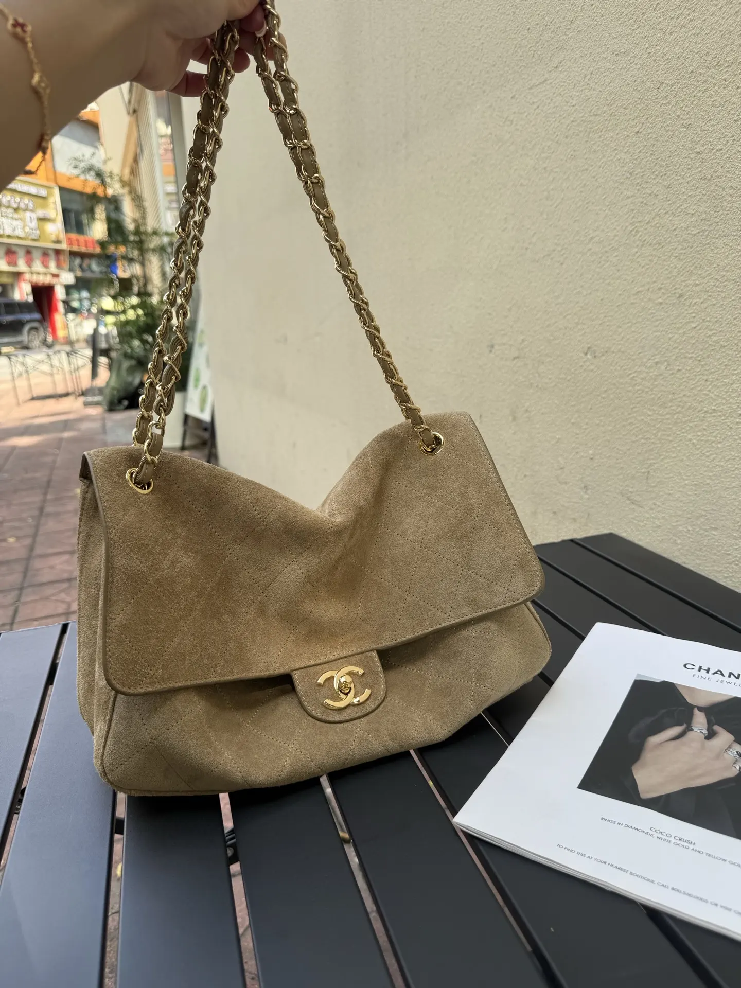 Maxi Classic Flap Suede Shoulder Bag D49017754 — view 3