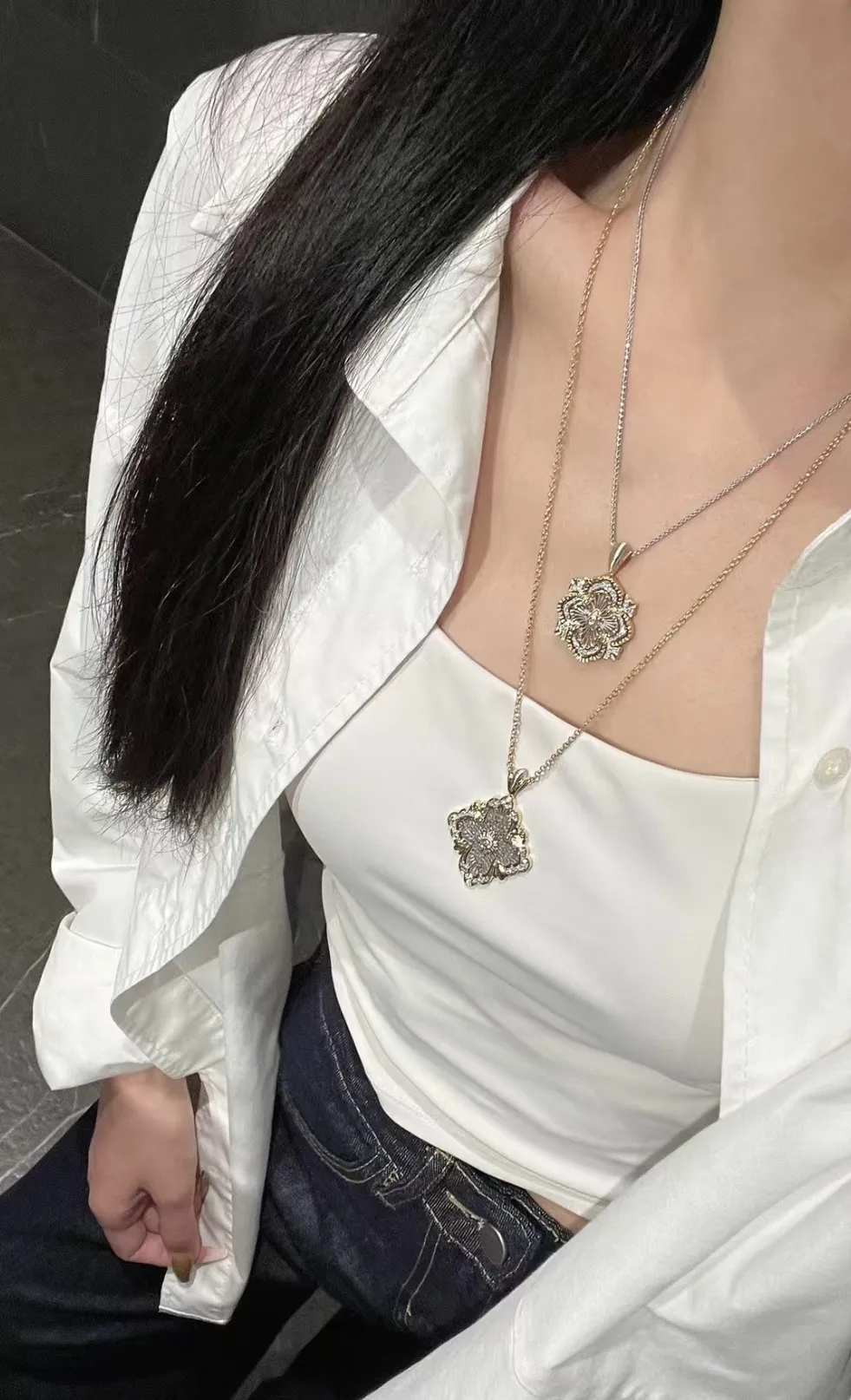 Opera Tulle Pendant Necklace (Gold-Plated Brass) D15016603 — view 10