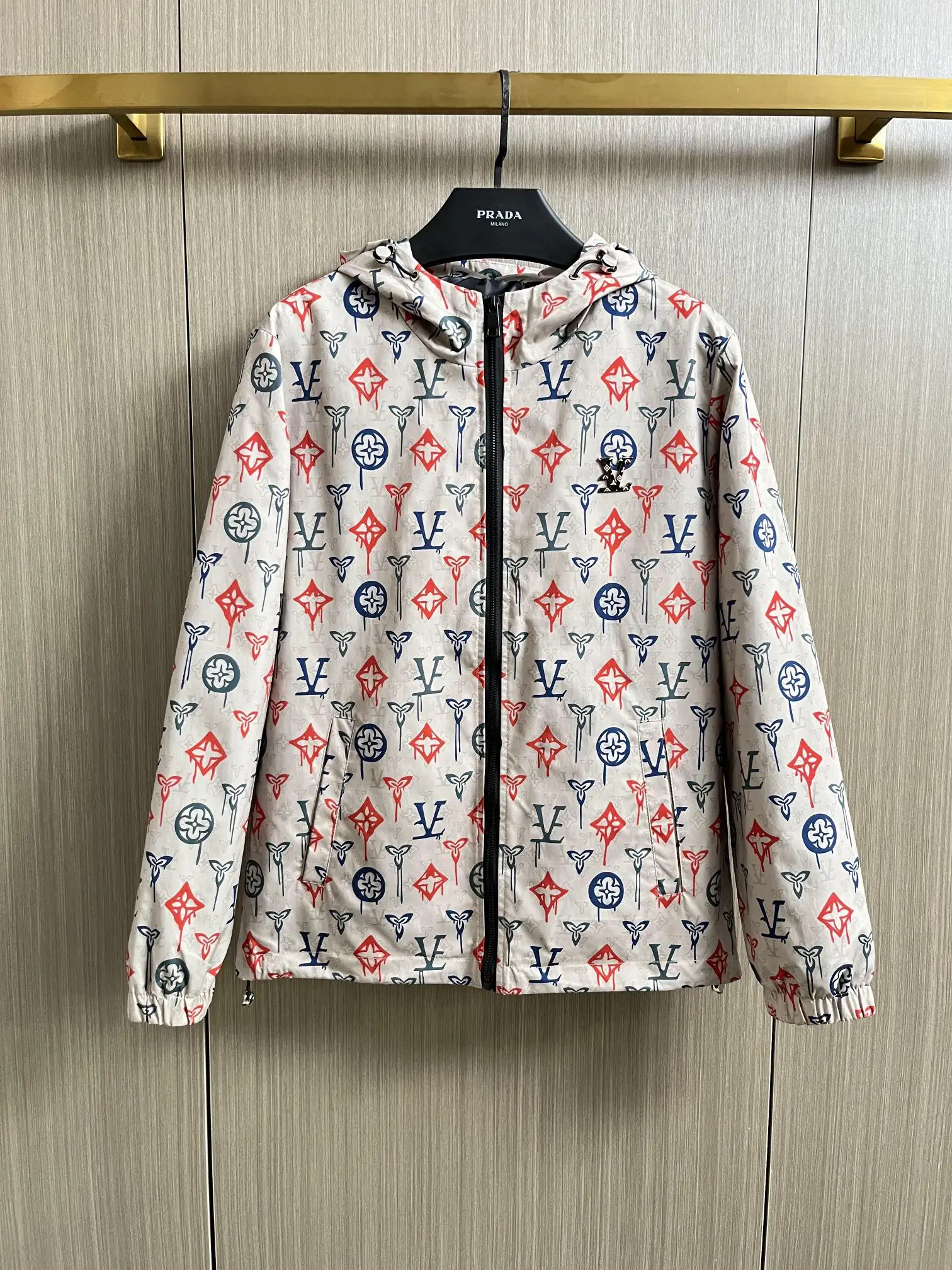 Graffiti Monogram Hooded Windbreaker Jacket D29014332