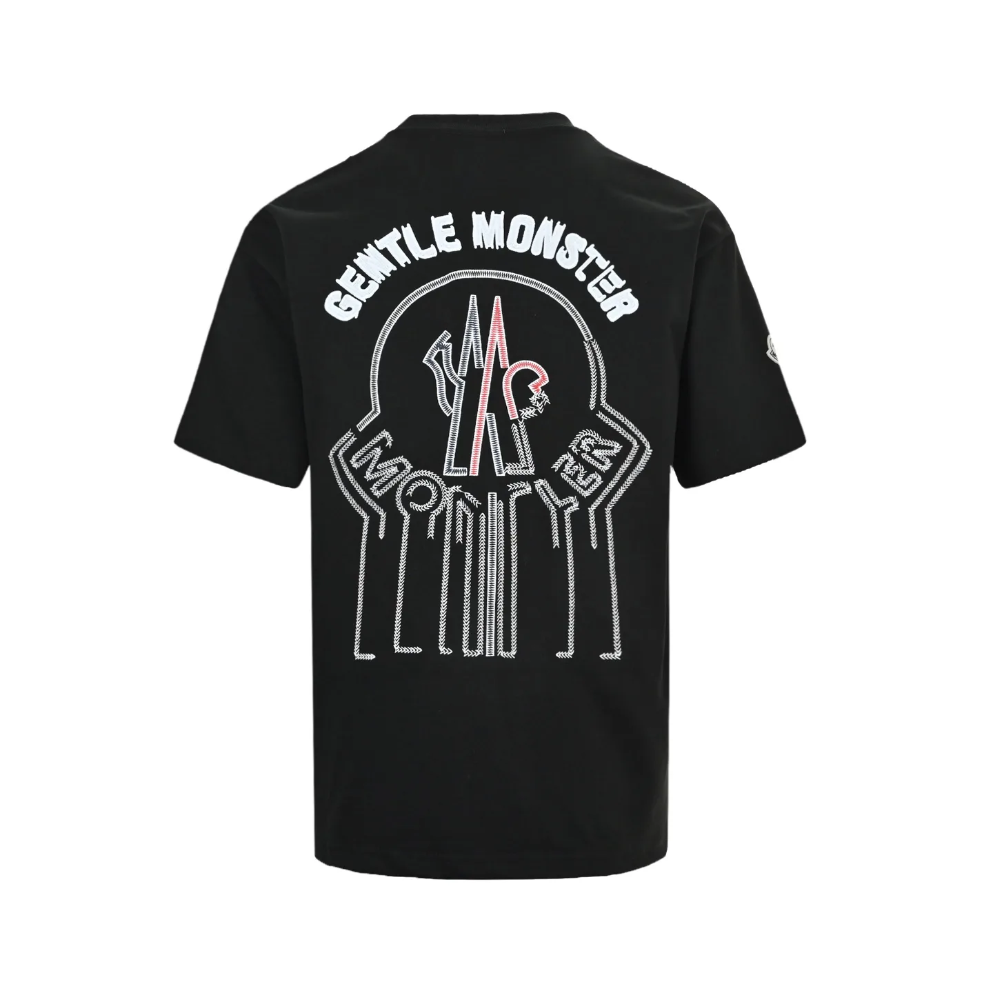 Moncler + Gentle Monster Logo-Embroidered Cotton T-Shirt D22012629 — view 3
