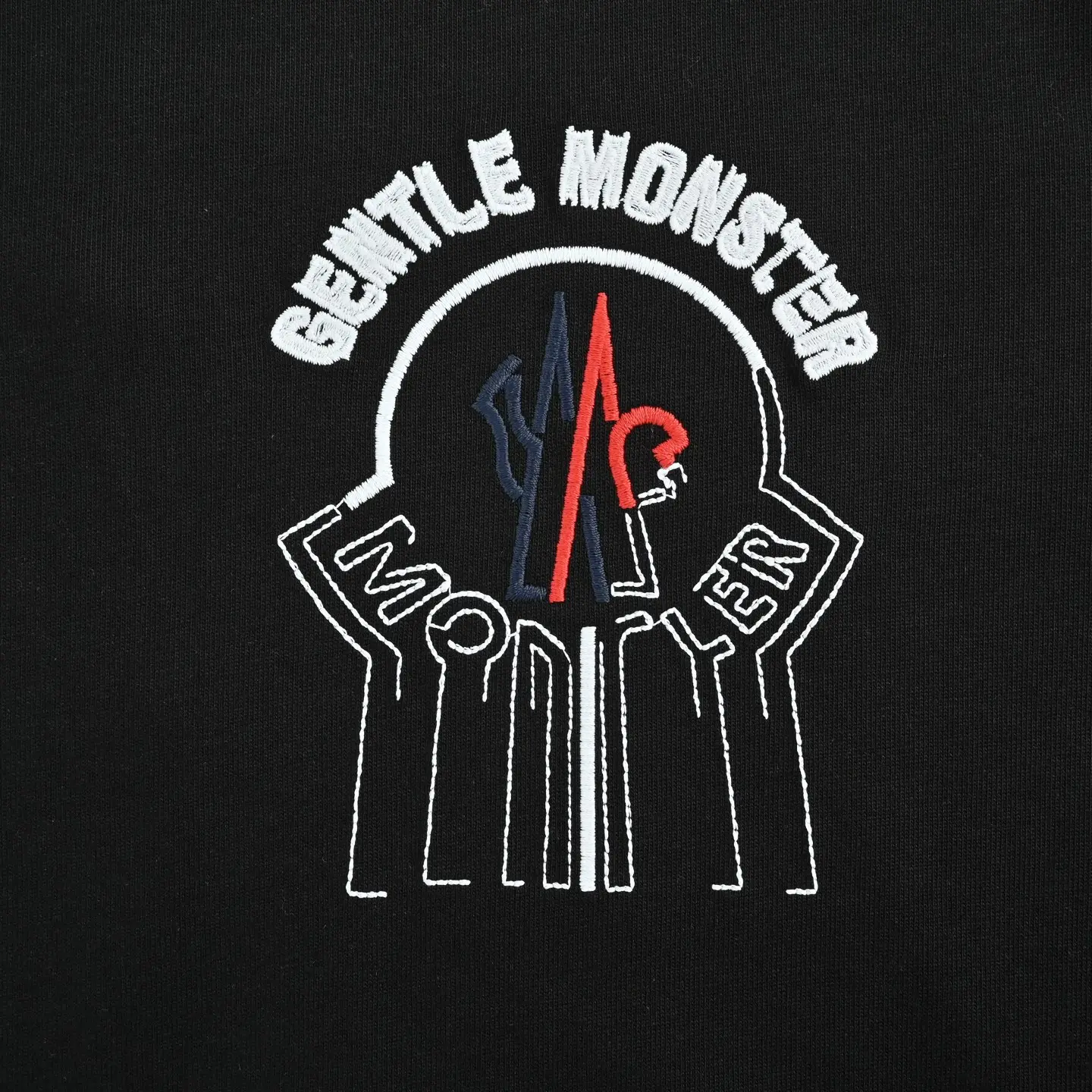 Moncler + Gentle Monster Logo-Embroidered Cotton T-Shirt D22012629 — view 7