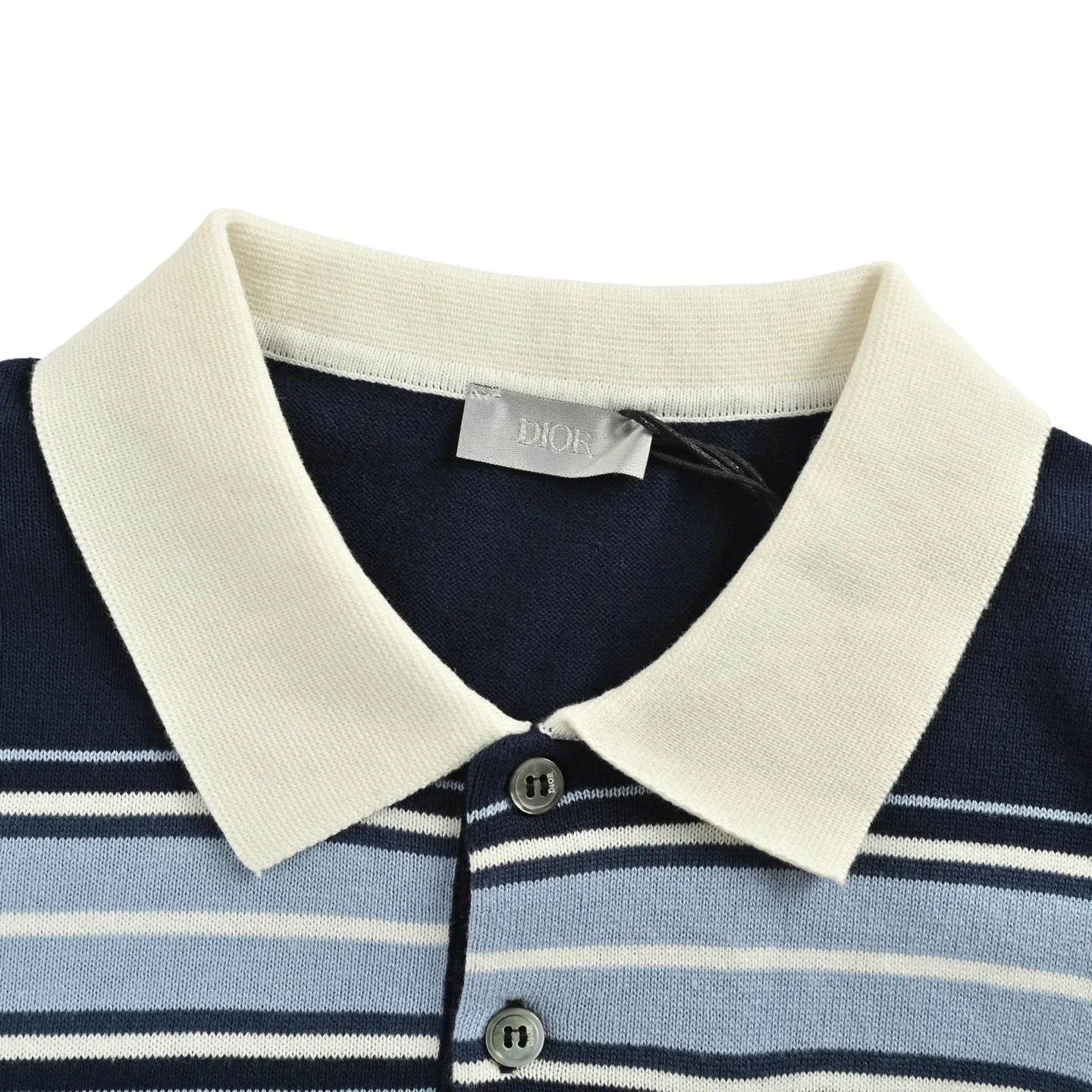Lily of the Valley Embroidered Striped Knit Polo Shirt D24512625 — view 4