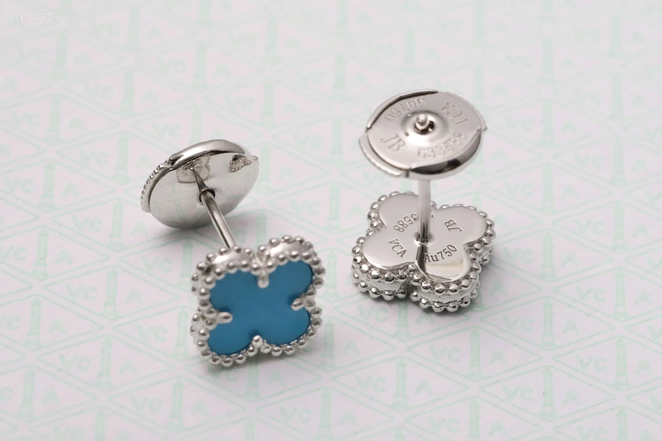 Sweet Alhambra Turquoise Stud Earrings (Sterling Silver) D17516940 — view 5