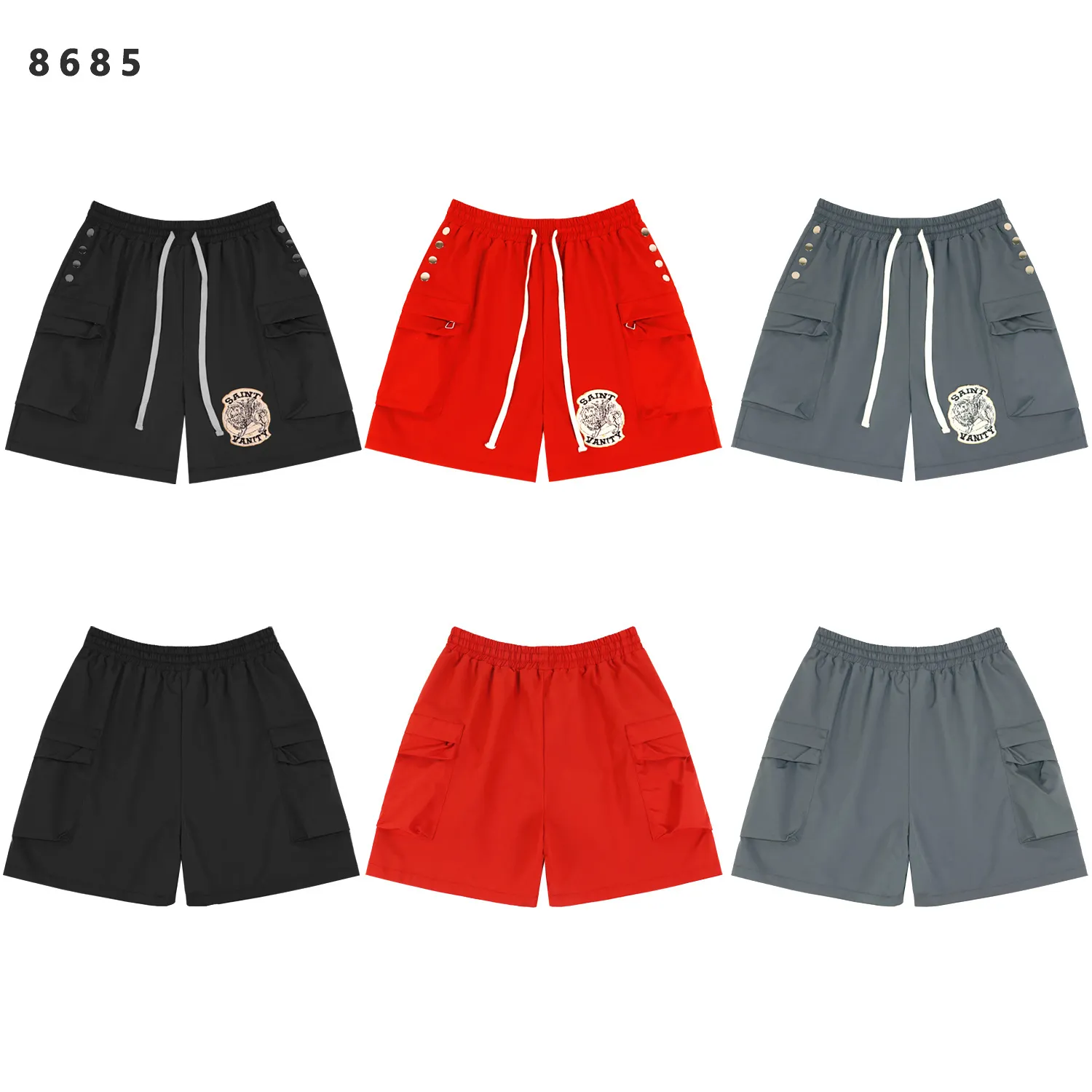 Embroidered Cargo Drawstring Shorts D9811795