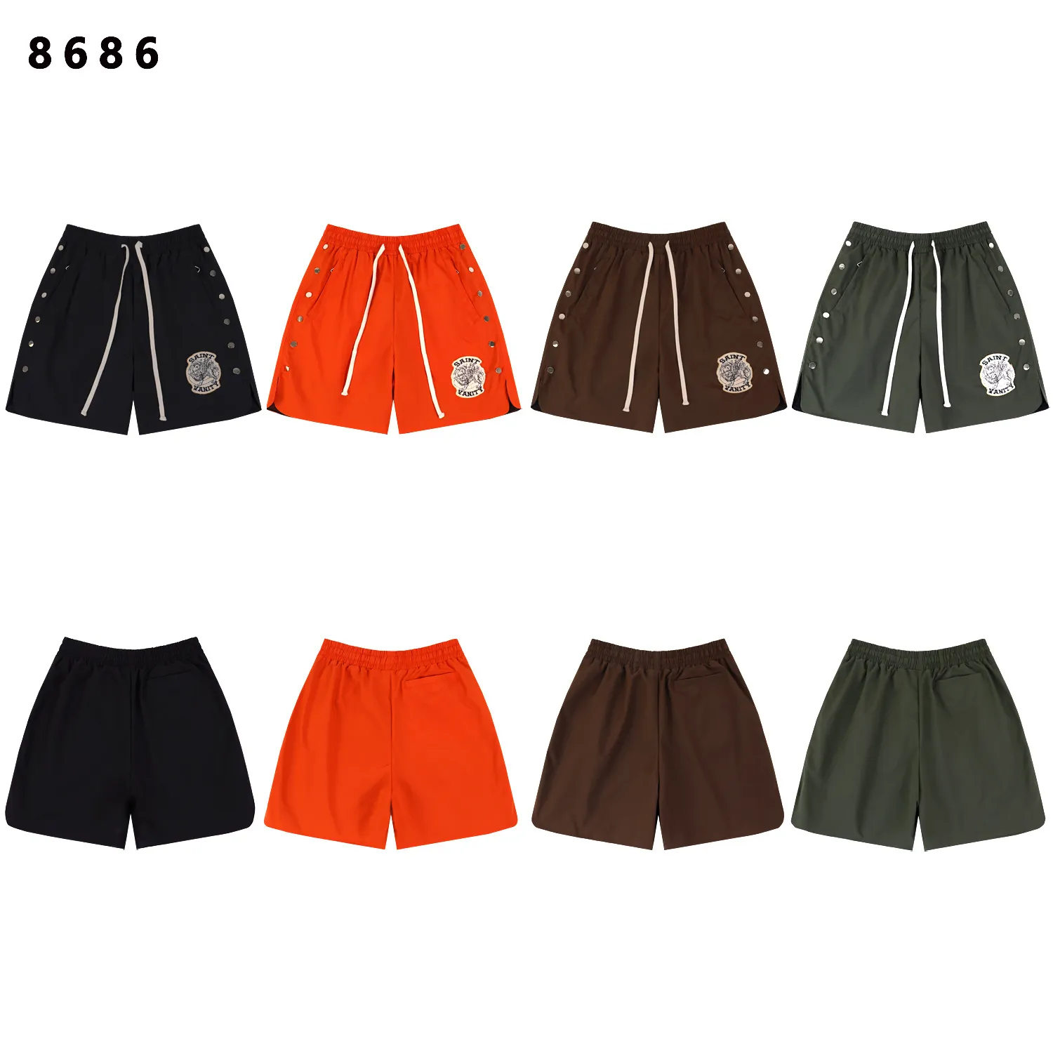 Embroidered Snap-Button Sport Shorts D9811794